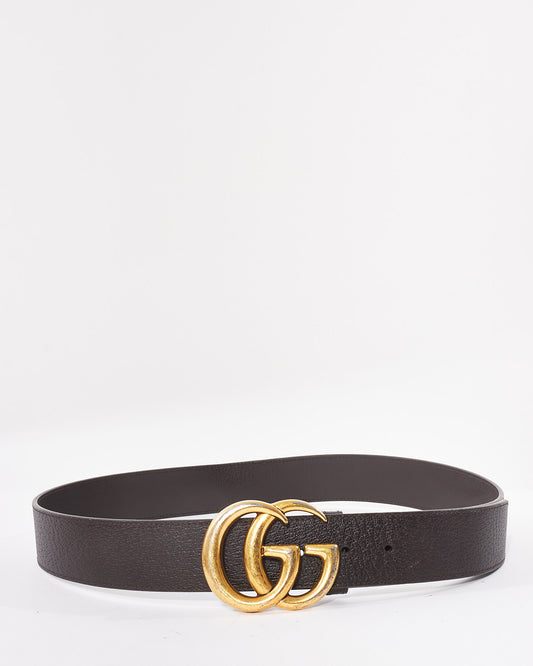 Gucci Dark Brown & Brushed Gold GG Marmont Belt - 95/38
