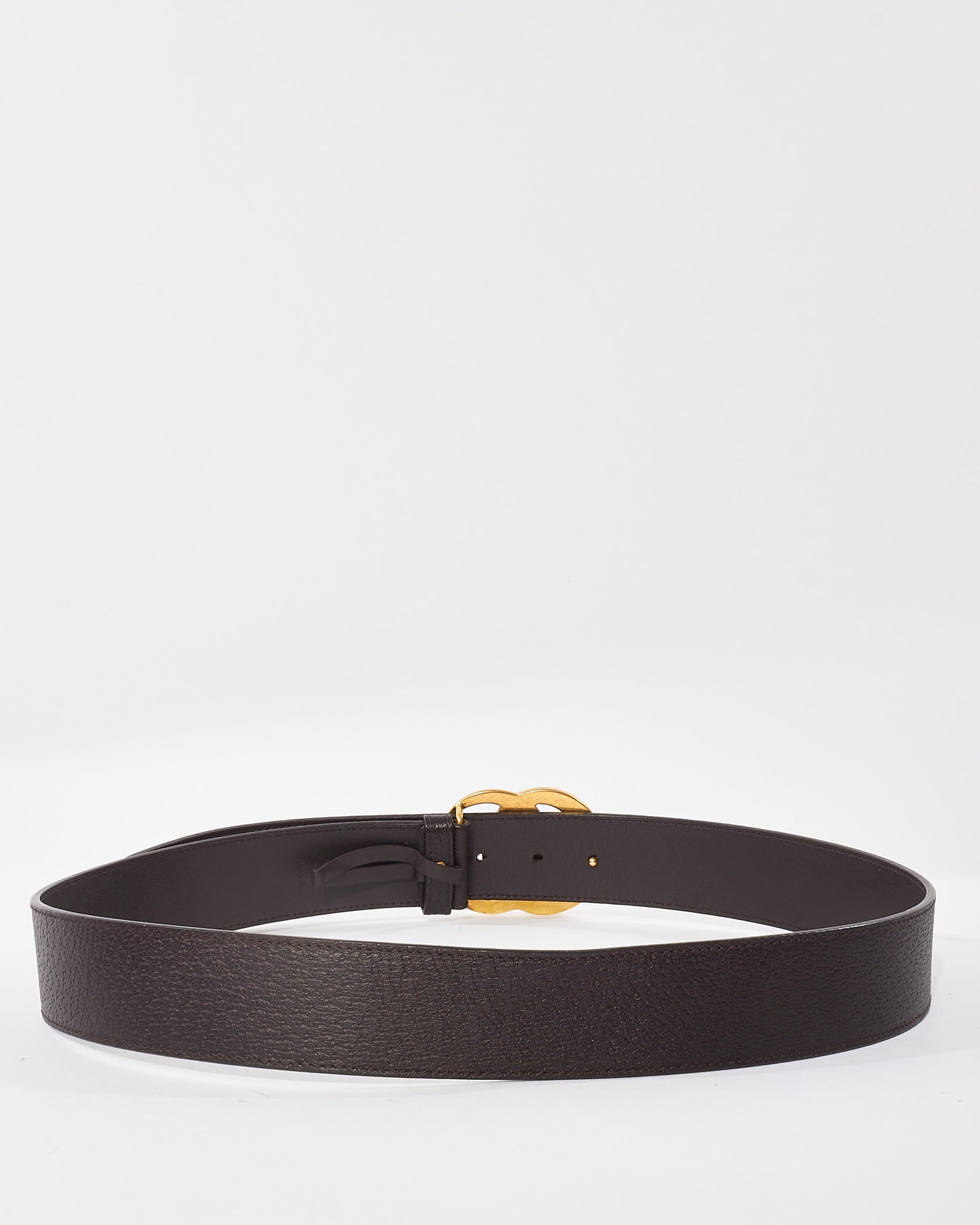 Gucci Dark Brown & Brushed Gold GG Marmont Belt - 95/38