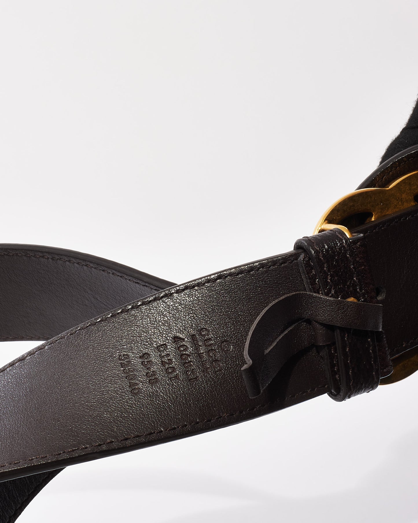 Gucci Dark Brown & Brushed Gold GG Marmont Belt - 95/38