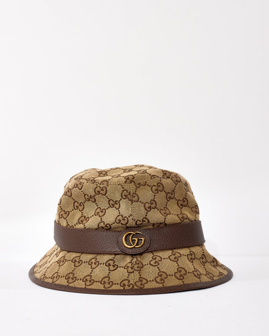 Gucci Beige/Brown GG Canvas Bucket Hat - M