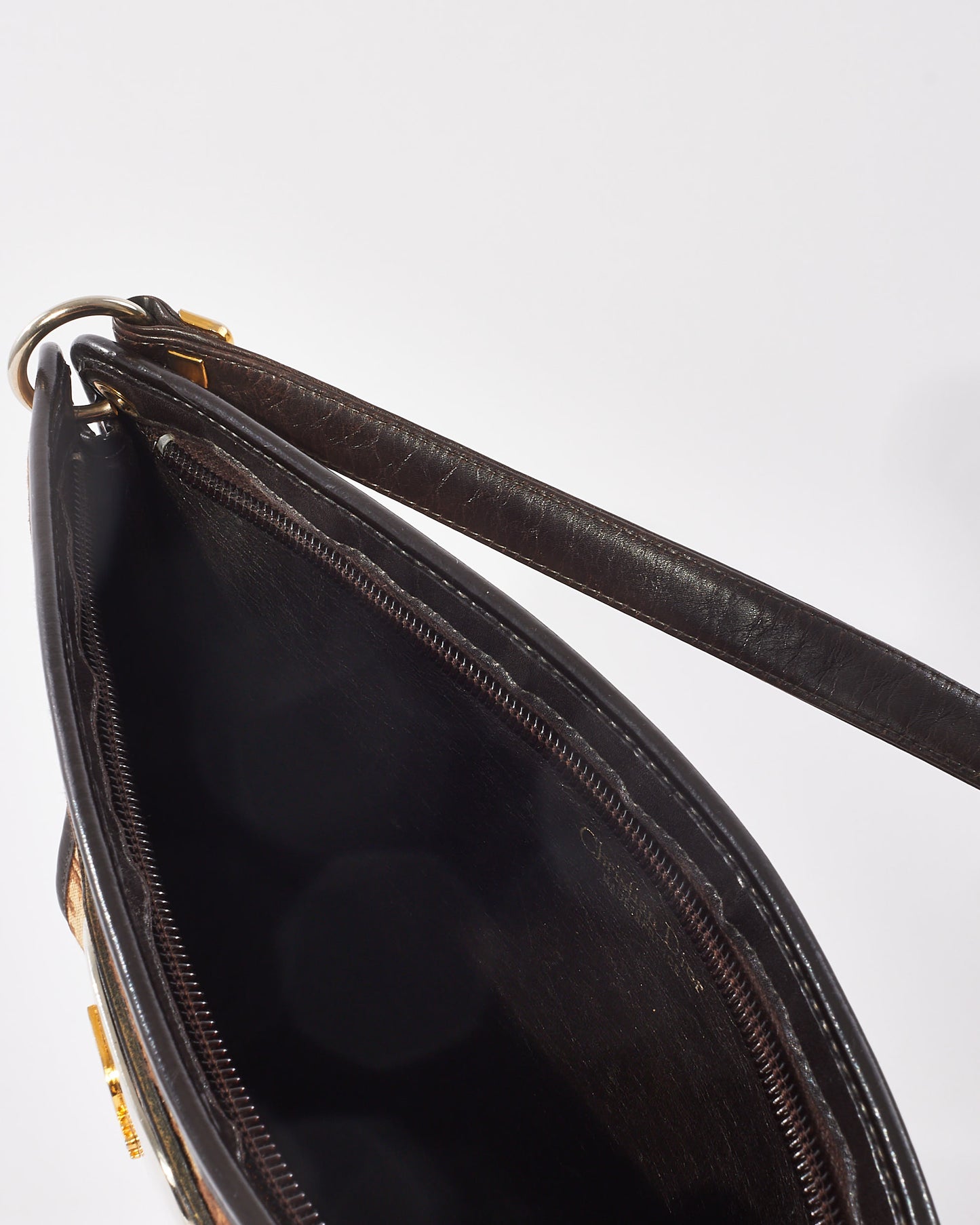 Dior Vintage Brown Oblique Canvas Shoulder Bag
