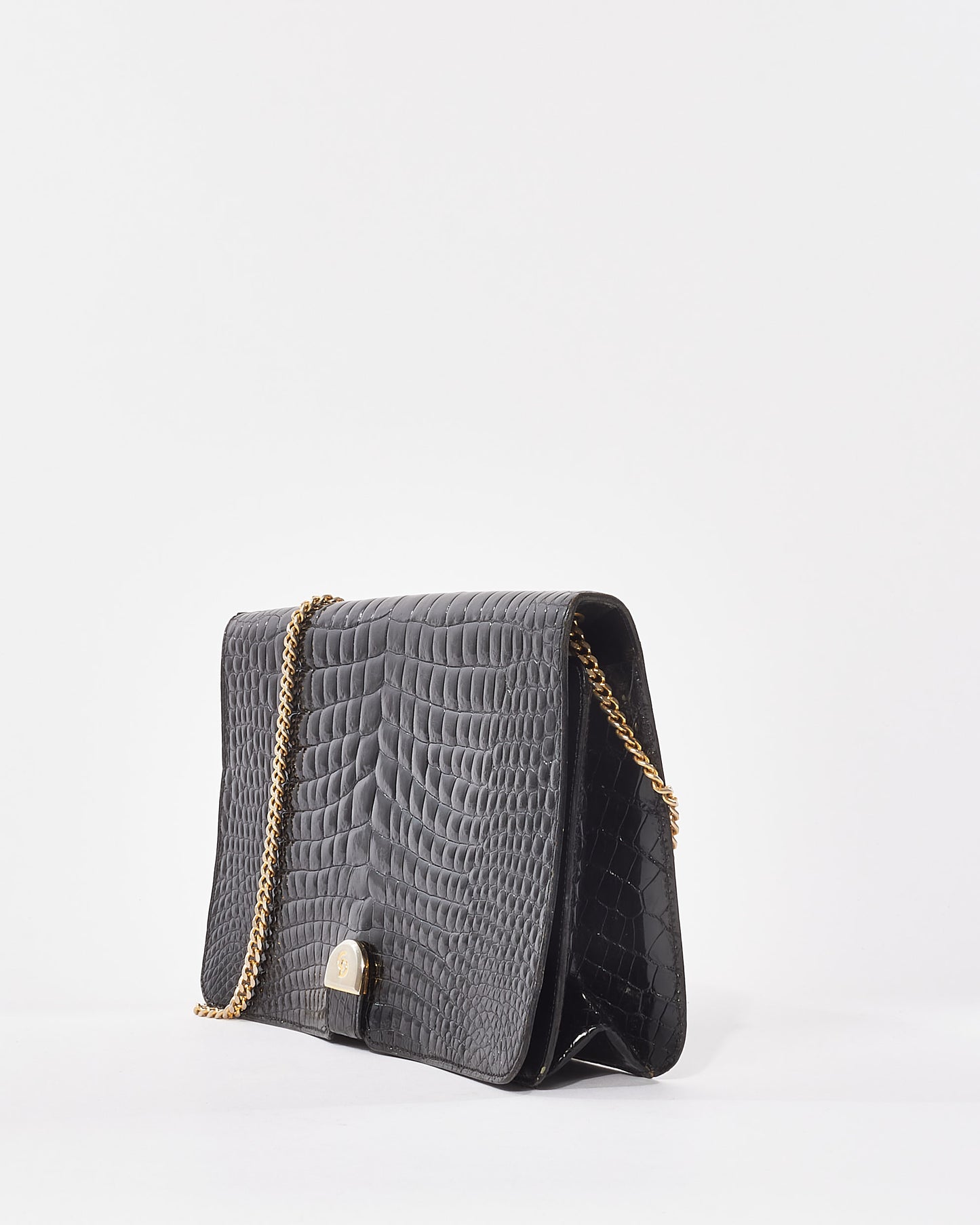 Dior Vintage Black Exotic Leather Shoulder Bag