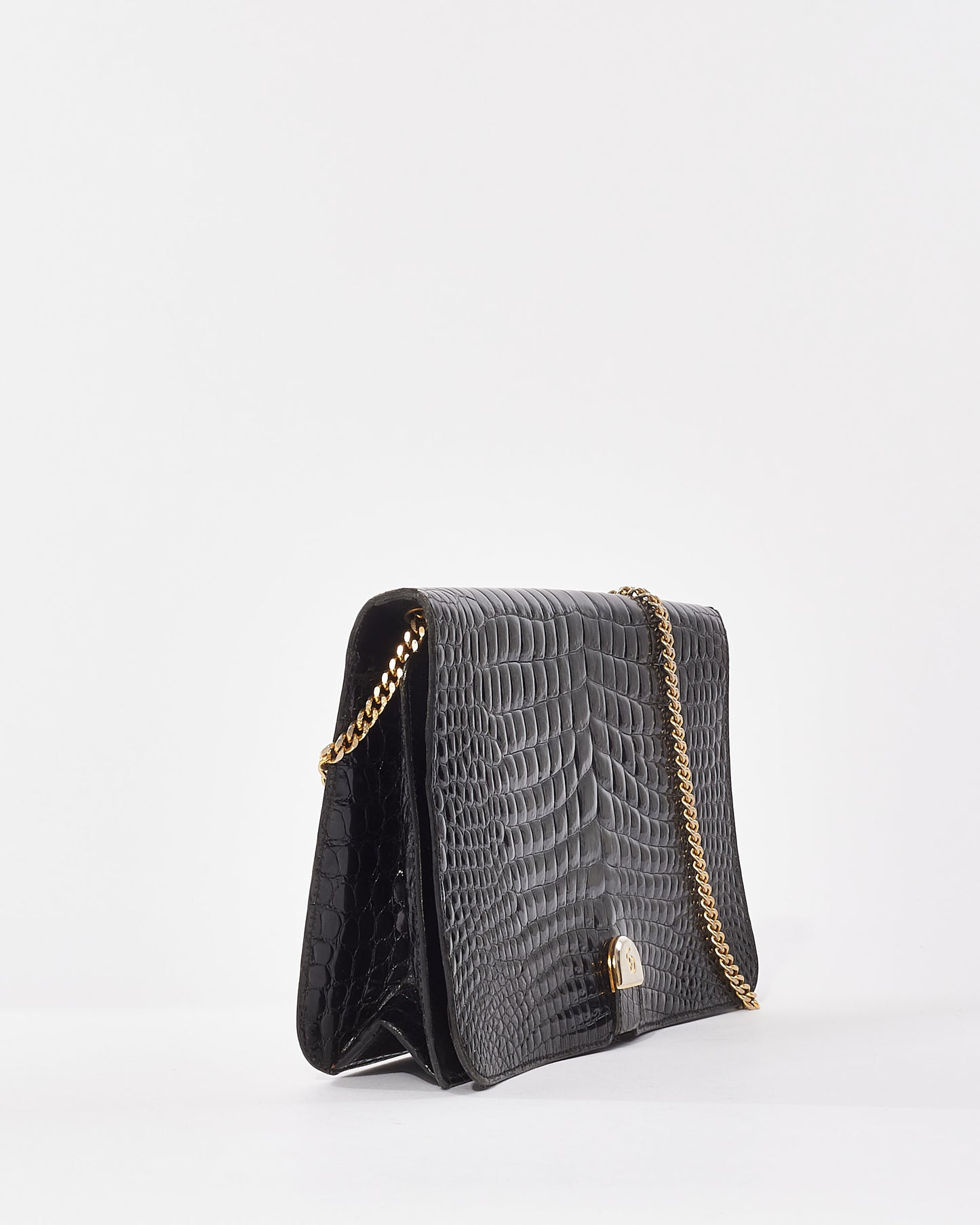 Dior Vintage Black Exotic Leather Shoulder Bag