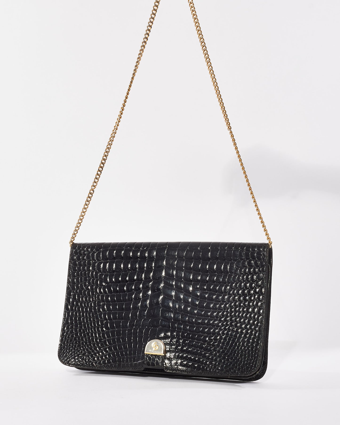 Dior Vintage Black Exotic Leather Shoulder Bag