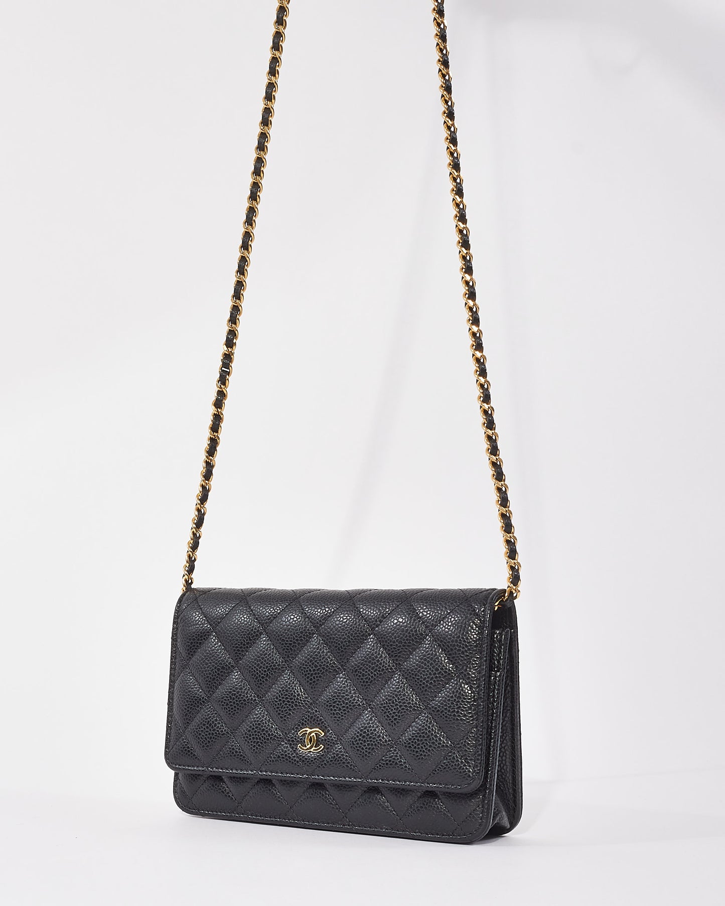 Chanel Black Caviar Leather Wallet On Chain GHW