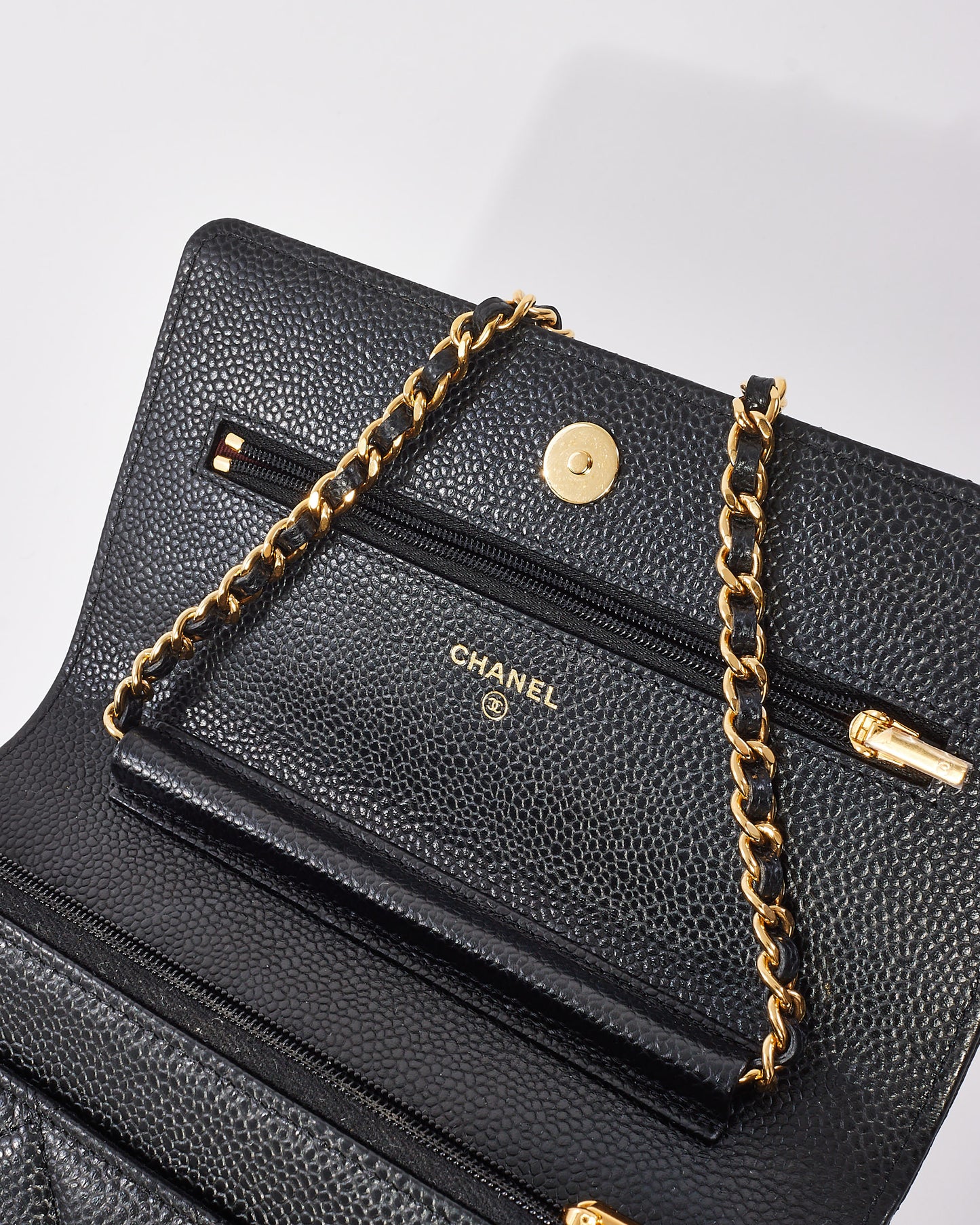 Chanel Black Caviar Leather Wallet On Chain GHW