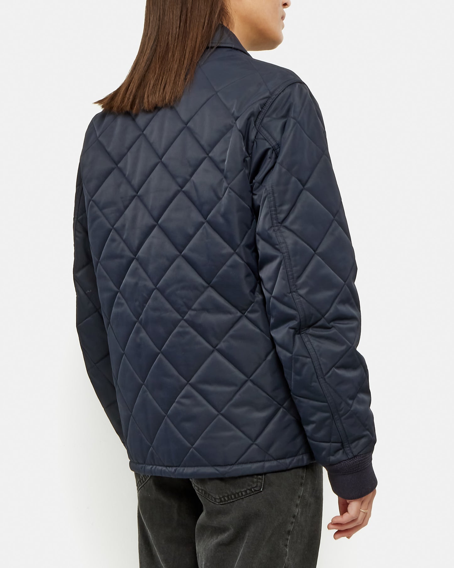 Burberry Navy Nylon Diamond Quilted Button-Up Jacket - 46 (M)