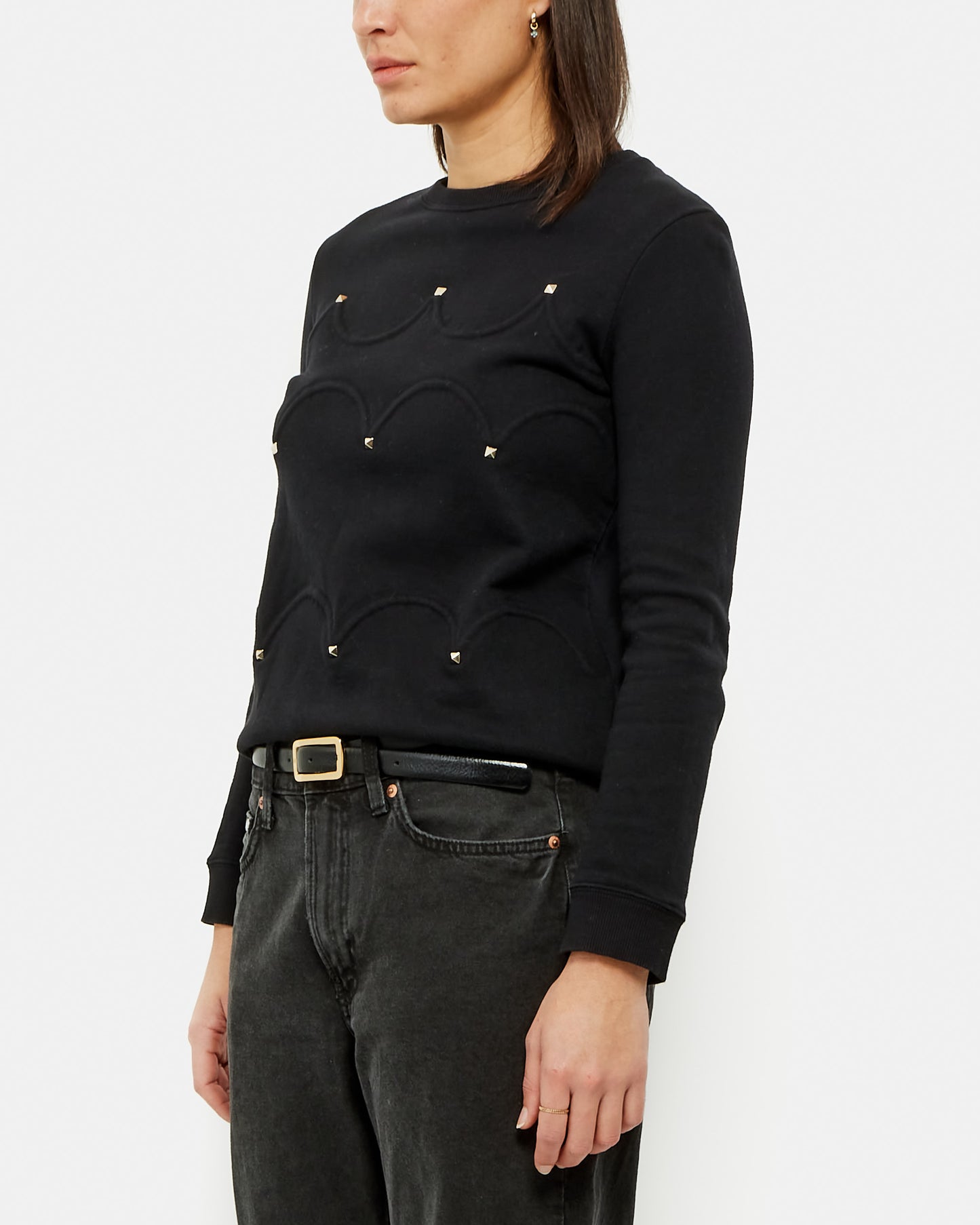 Valentino Black Cotton Studded Sweater - XS