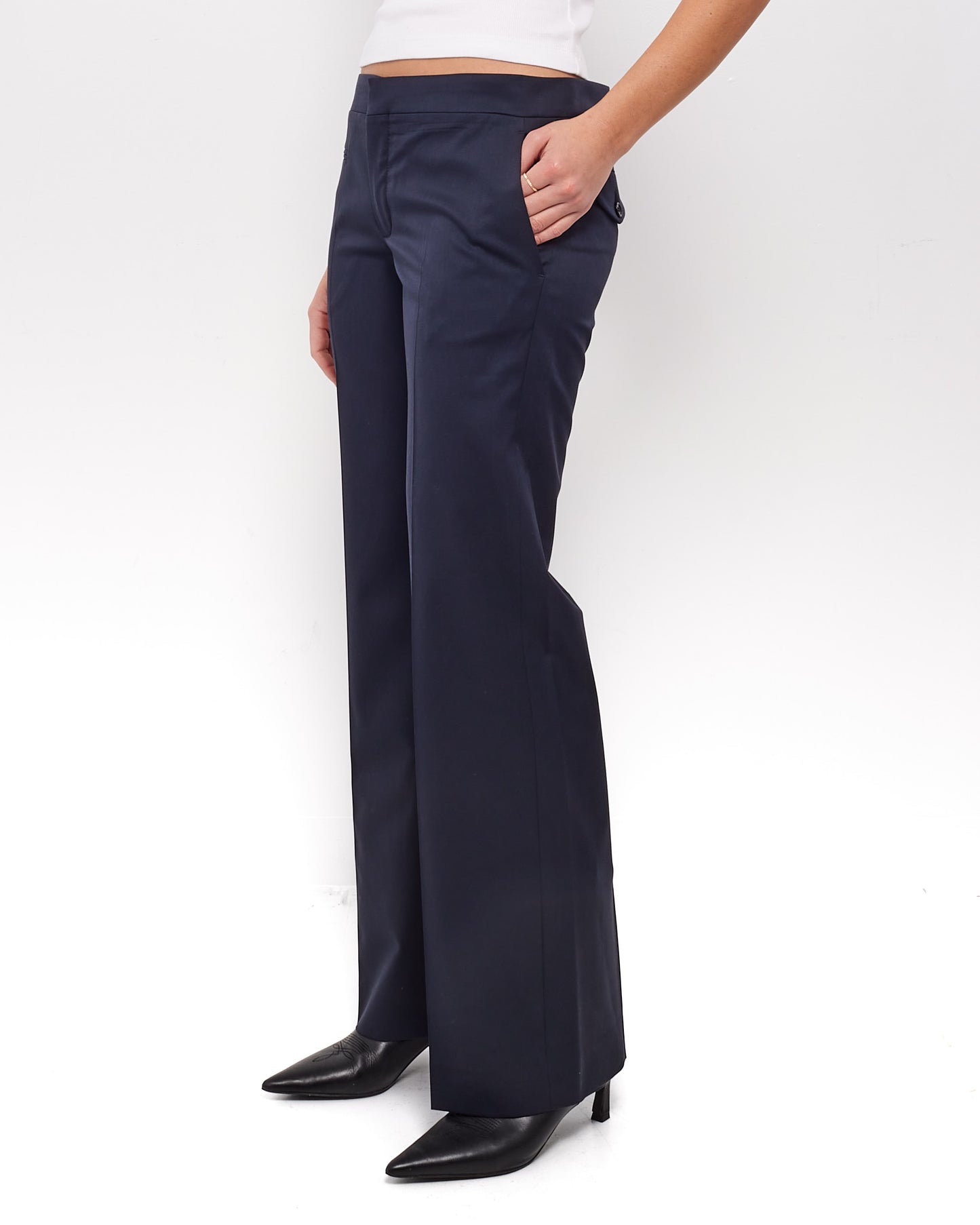 Chloé Pantalon droit en coton bleu marine - 38