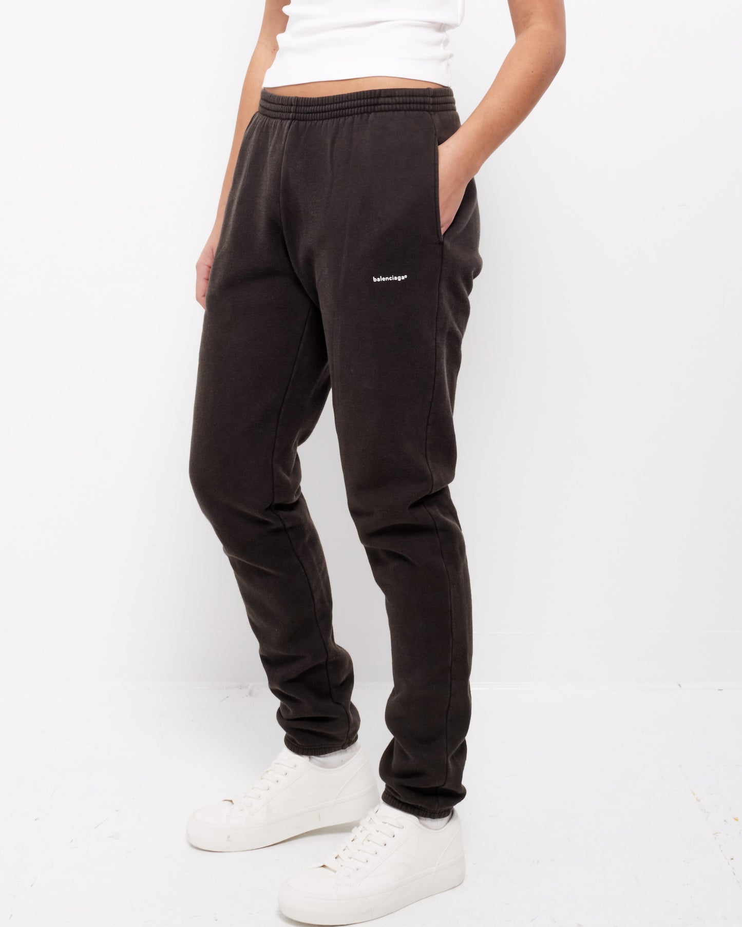 Balenciaga Pantalon de jogging à logo en coton gris noir - XS