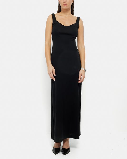 Escada Vintage "Margaretha Ley" Black A-Line Maxi Tank Dress with Slit - 38