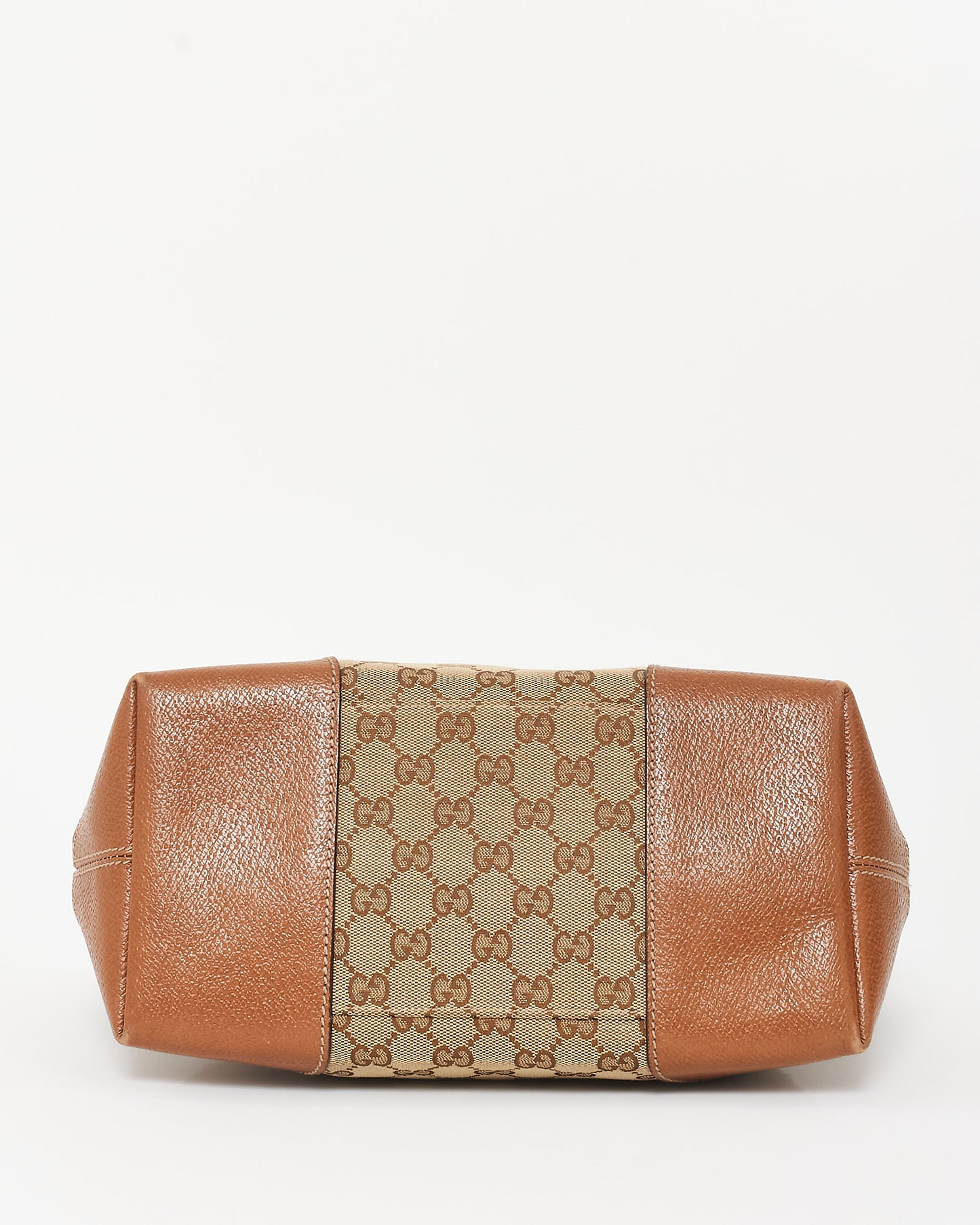 Gucci Monogram GG Canvas & Brown Leather Trimming Bree Bag