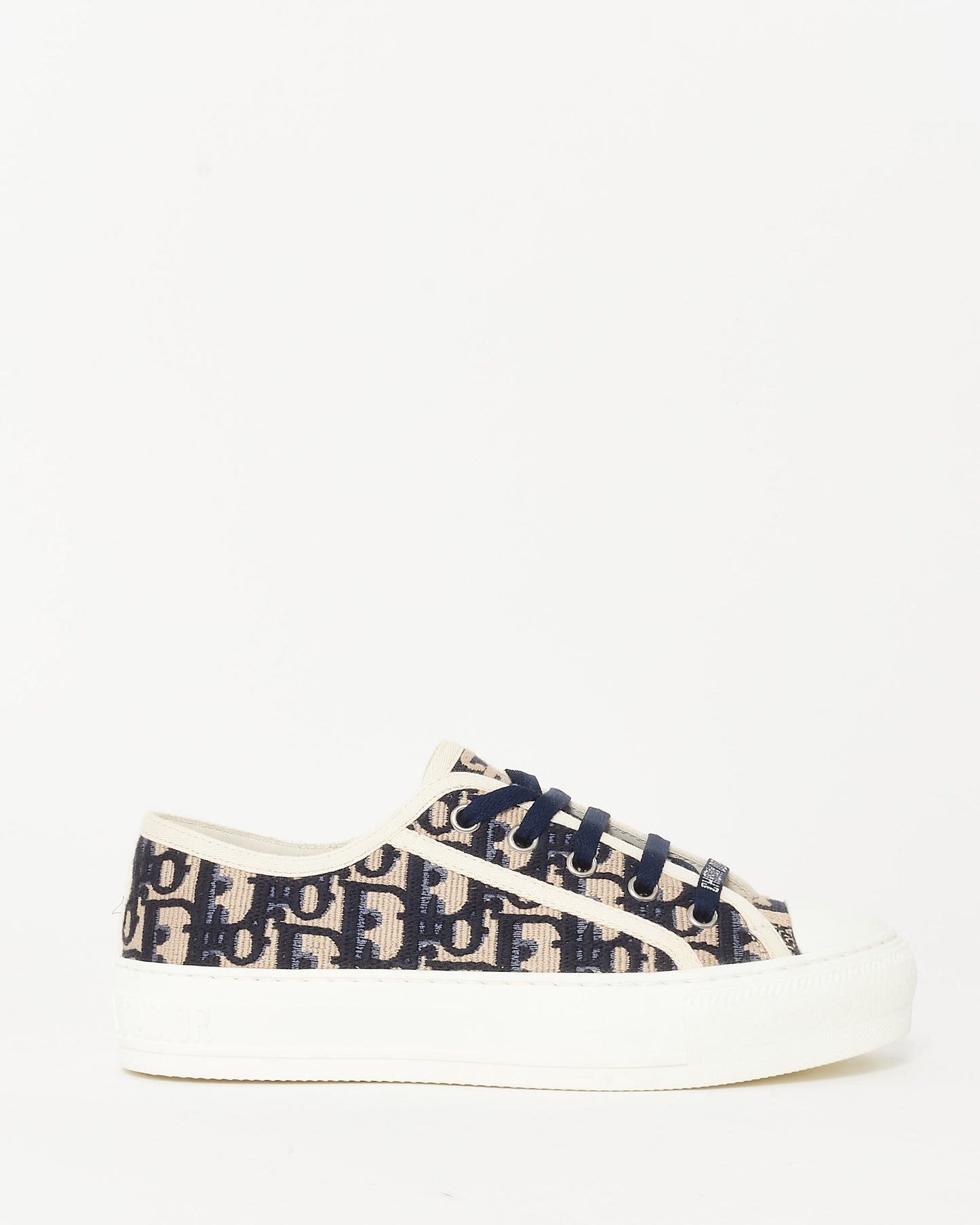 Dior Blue & Cream Oblique Canvas Walk'N'Dior Low Top Sneakers - 35.5