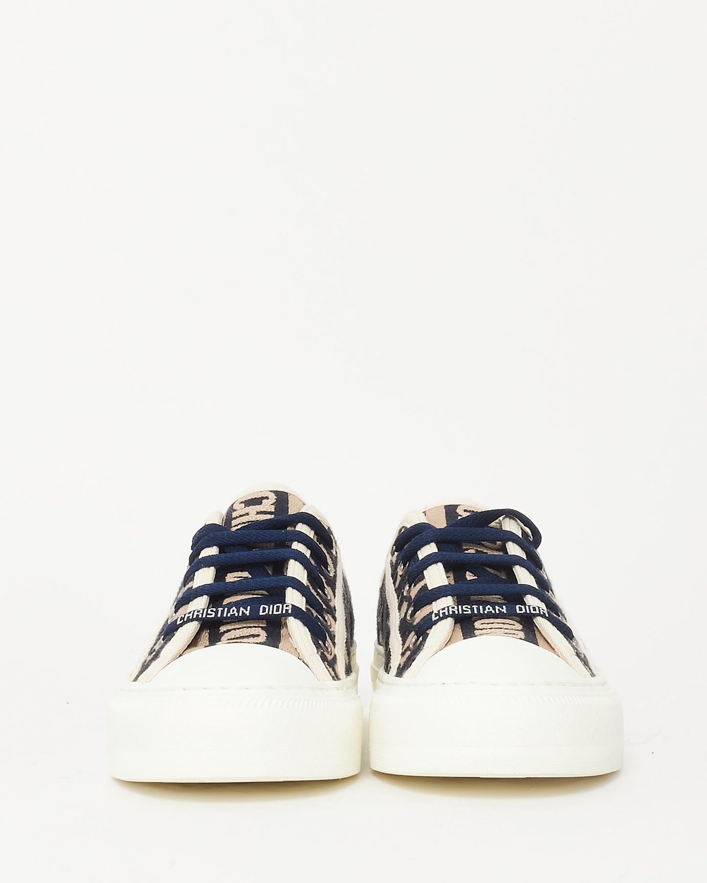 Dior Blue & Cream Oblique Canvas Walk'N'Dior Low Top Sneakers - 35.5