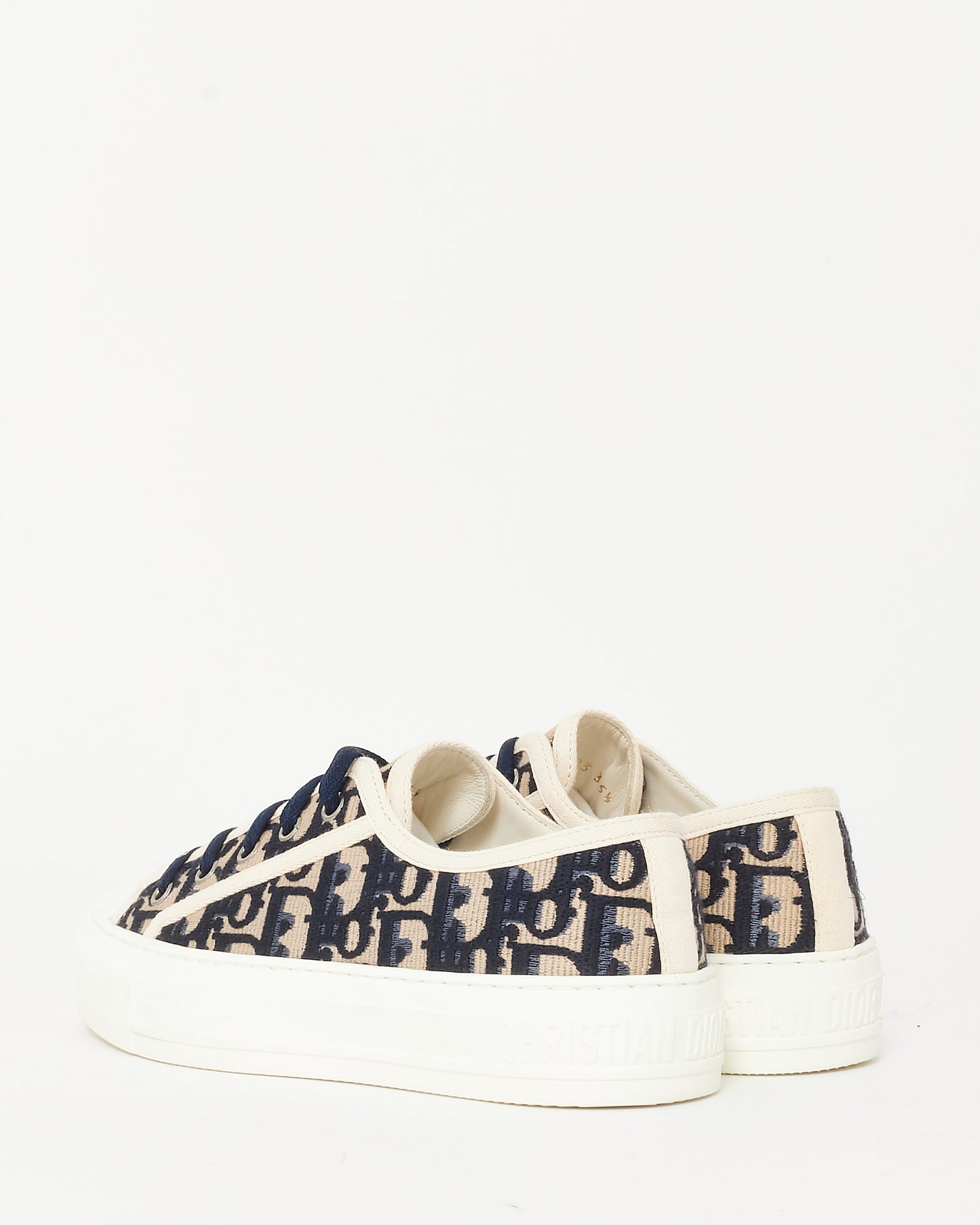 Dior Blue & Cream Oblique Canvas Walk'N'Dior Low Top Sneakers - 35.5
