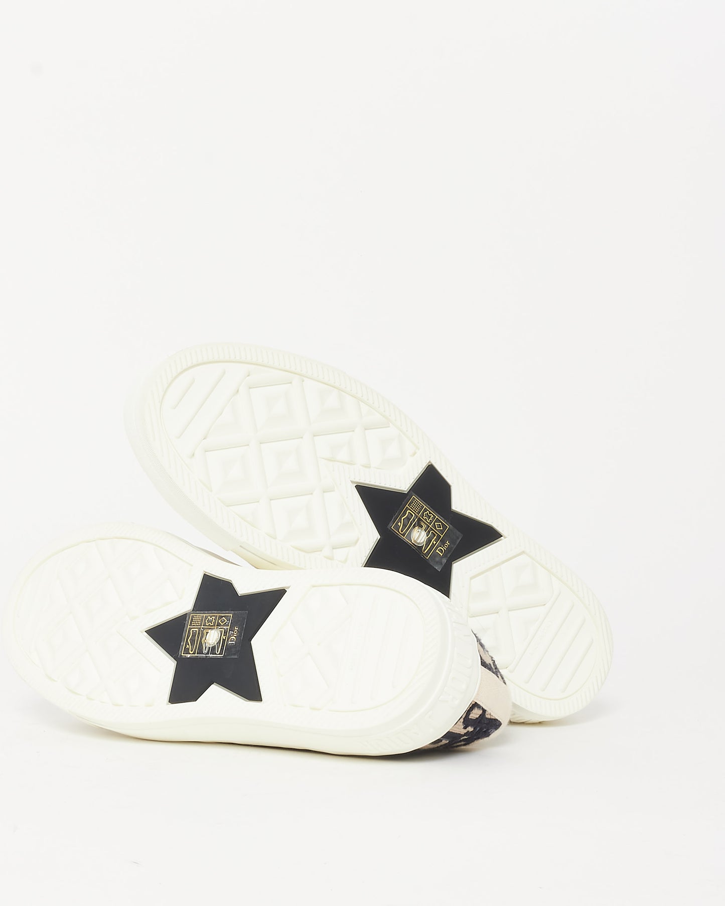 Dior Blue & Cream Oblique Canvas Walk'N'Dior Low Top Sneakers - 35.5