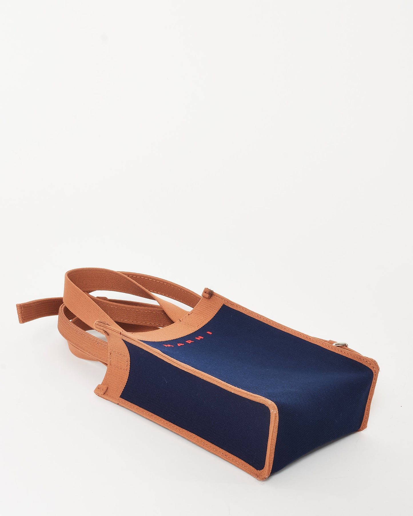Marni Navy Blue & Brown Canvas Museo Nano Crossbody Bag
