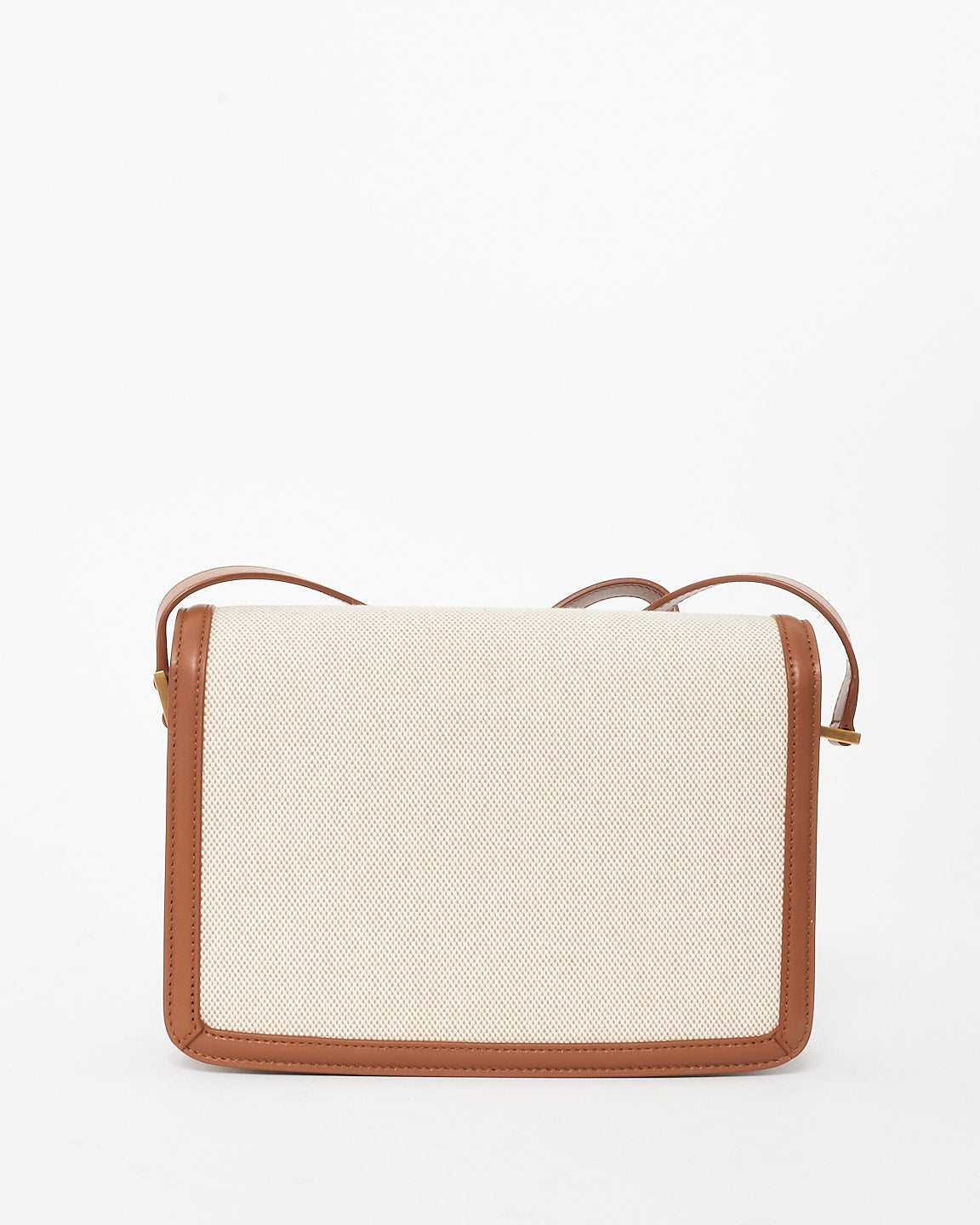 Saint Laurent Beige Canvas & Brown Leather Trim Logo Solferino Bag