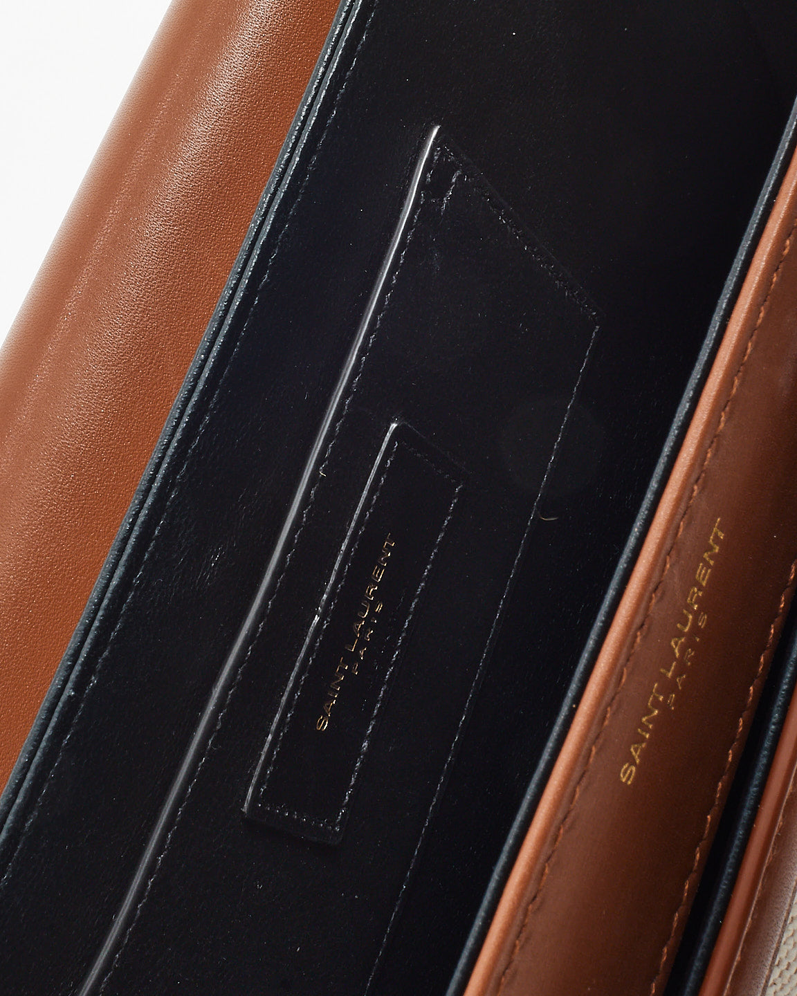 Saint Laurent Beige Canvas & Brown Leather Trim Logo Solferino Bag