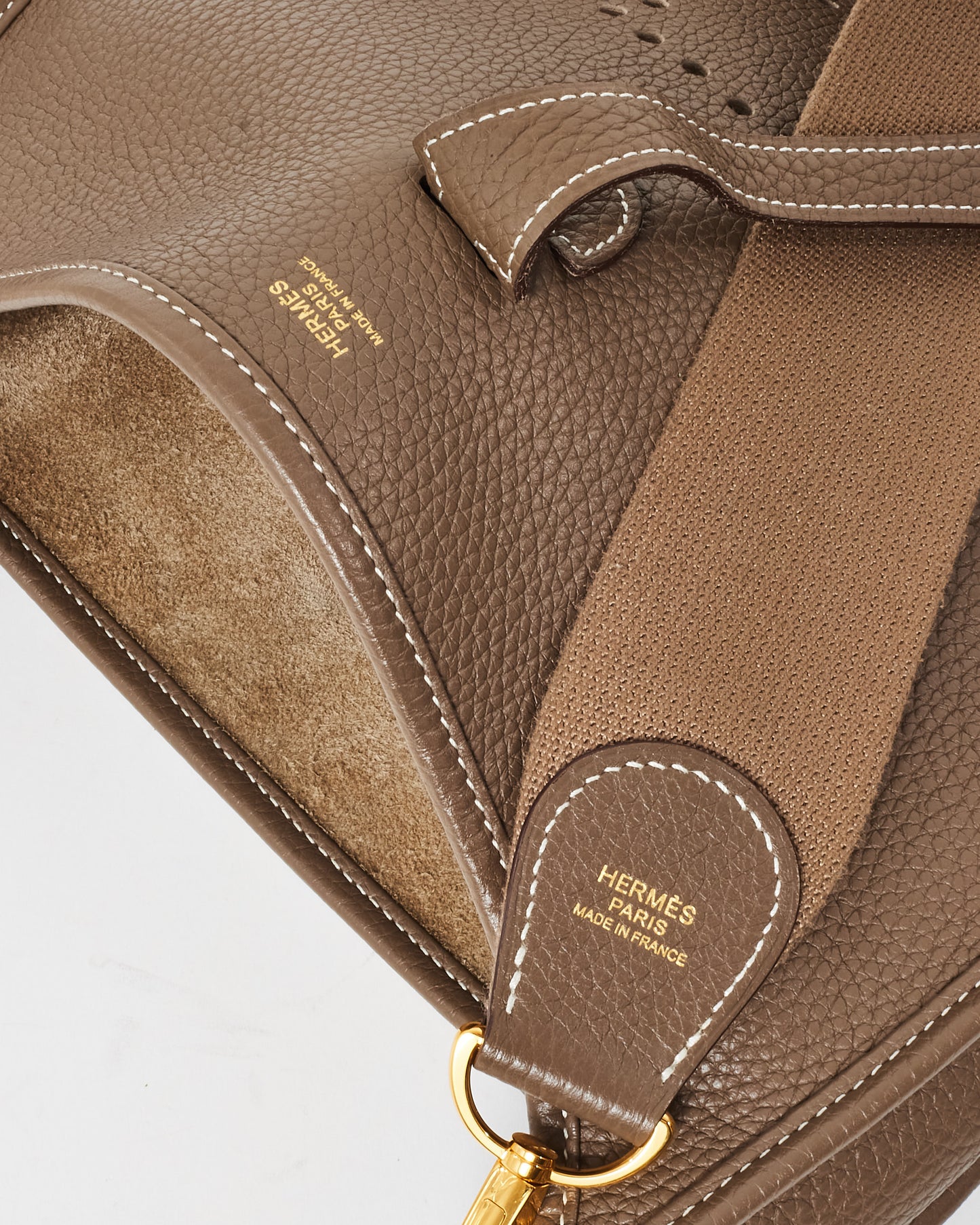 Hermès Étoupe Clemence Leather Evelyne III Bag