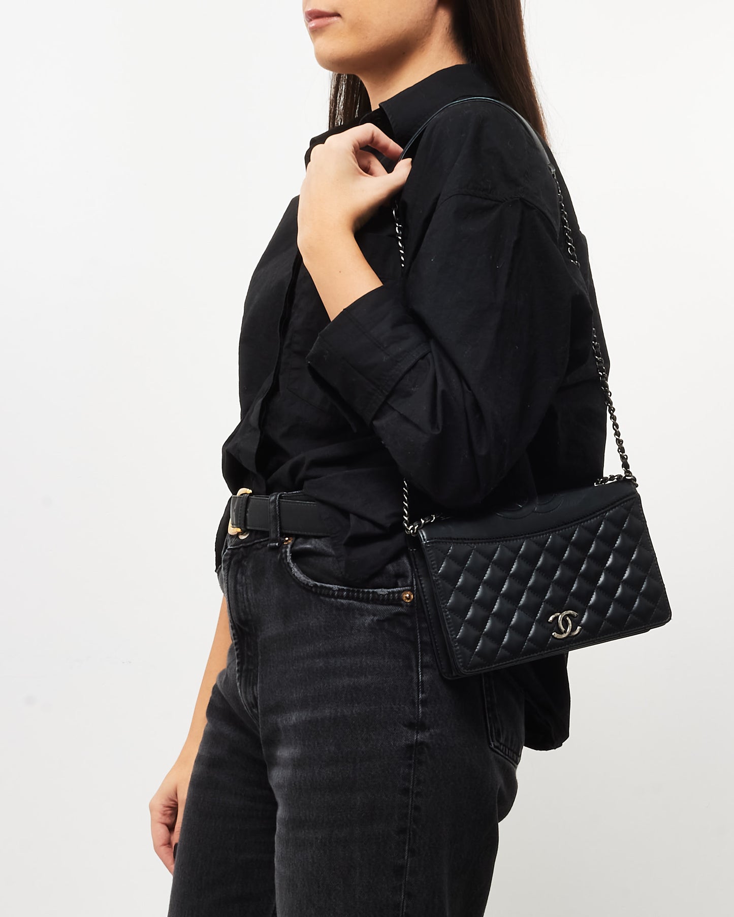 Chanel Black Lambskin Ballerina Flap Crossbody Bag