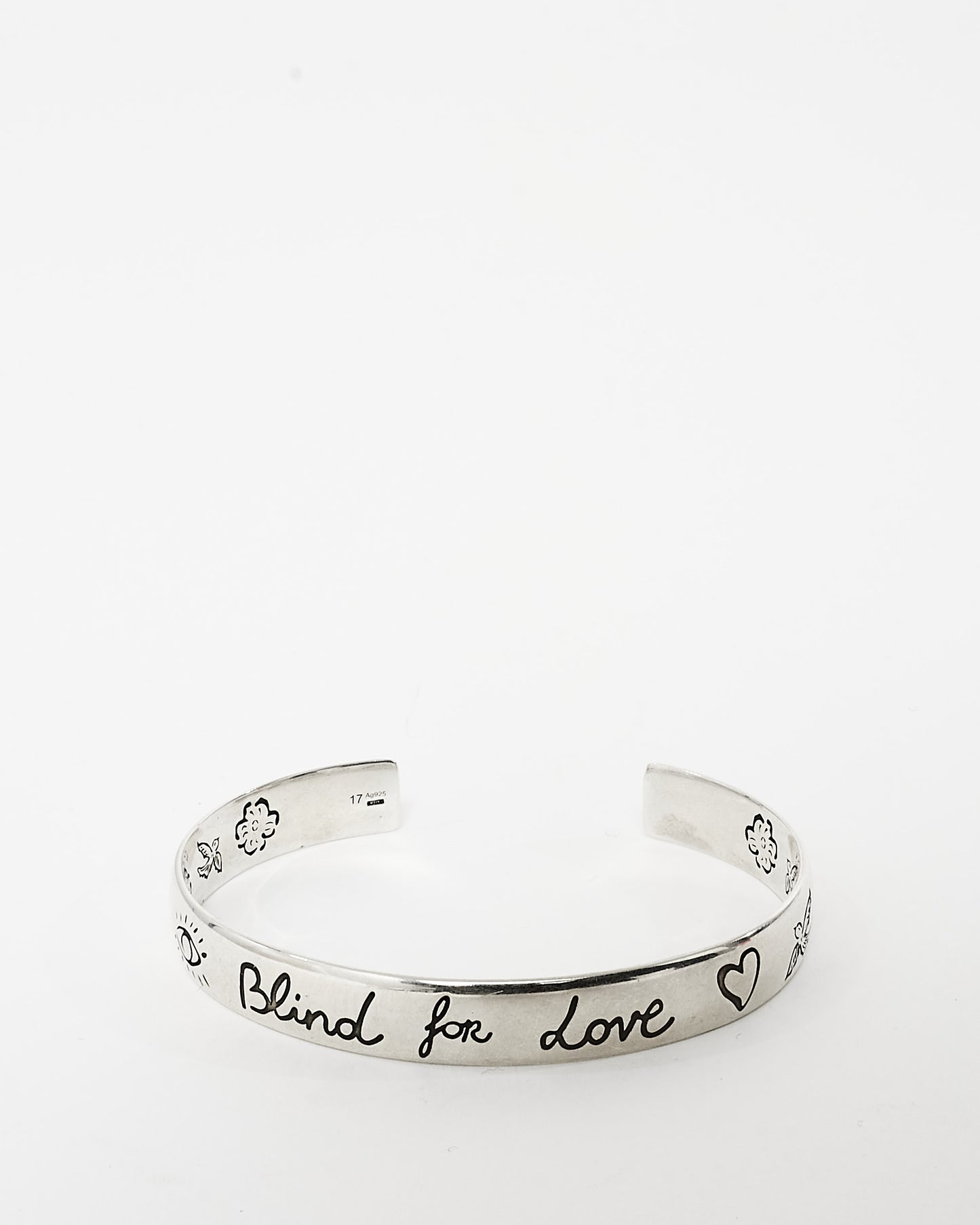 Gucci Silver "Blind For Love" Bangle Bracelet