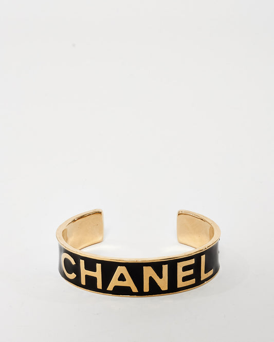 Chanel Gold & Black Enamel Logo 2022 Cuff - S