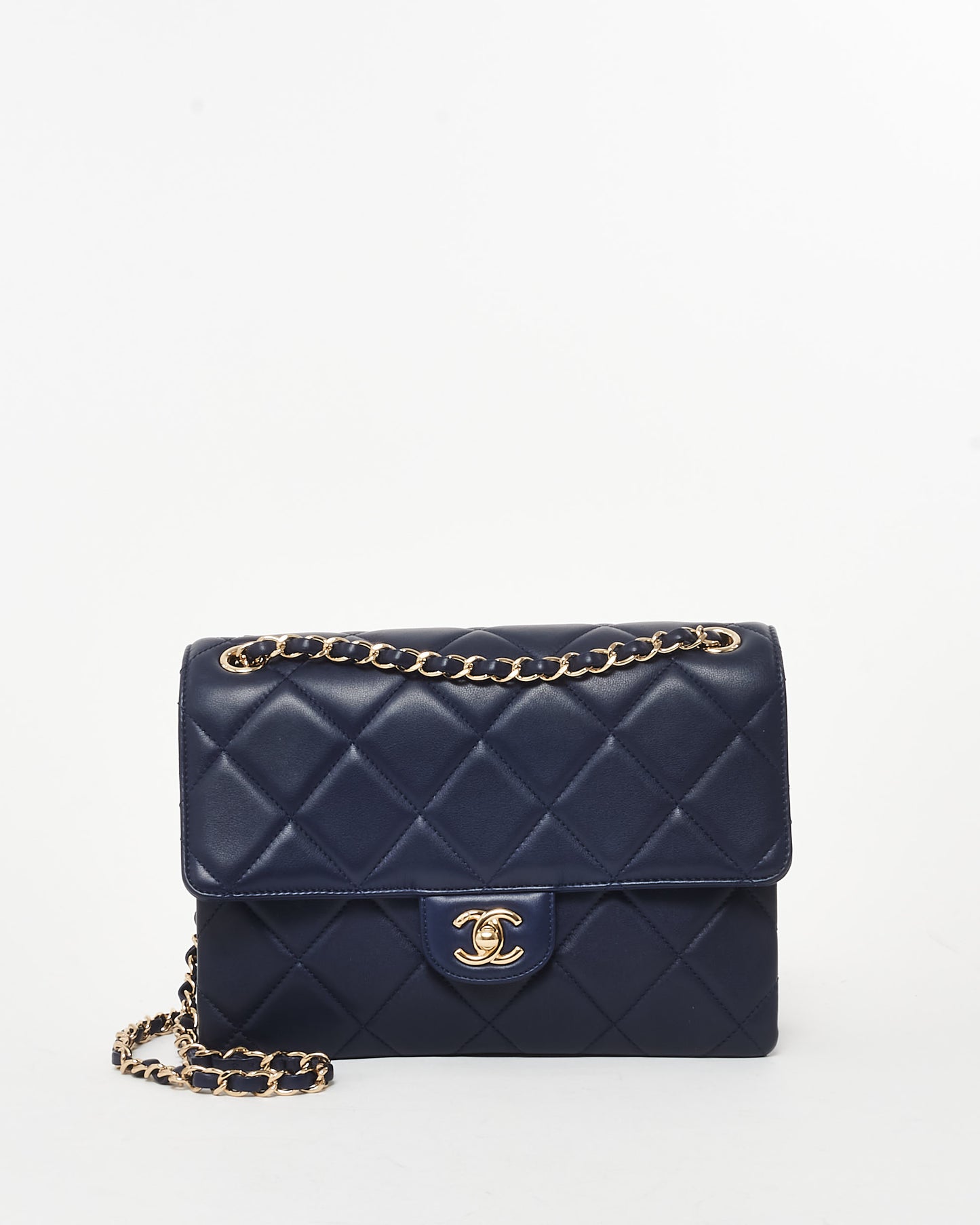 Chanel Navy Blue Lambskin Leather CPHW Seasonal Flap Bag