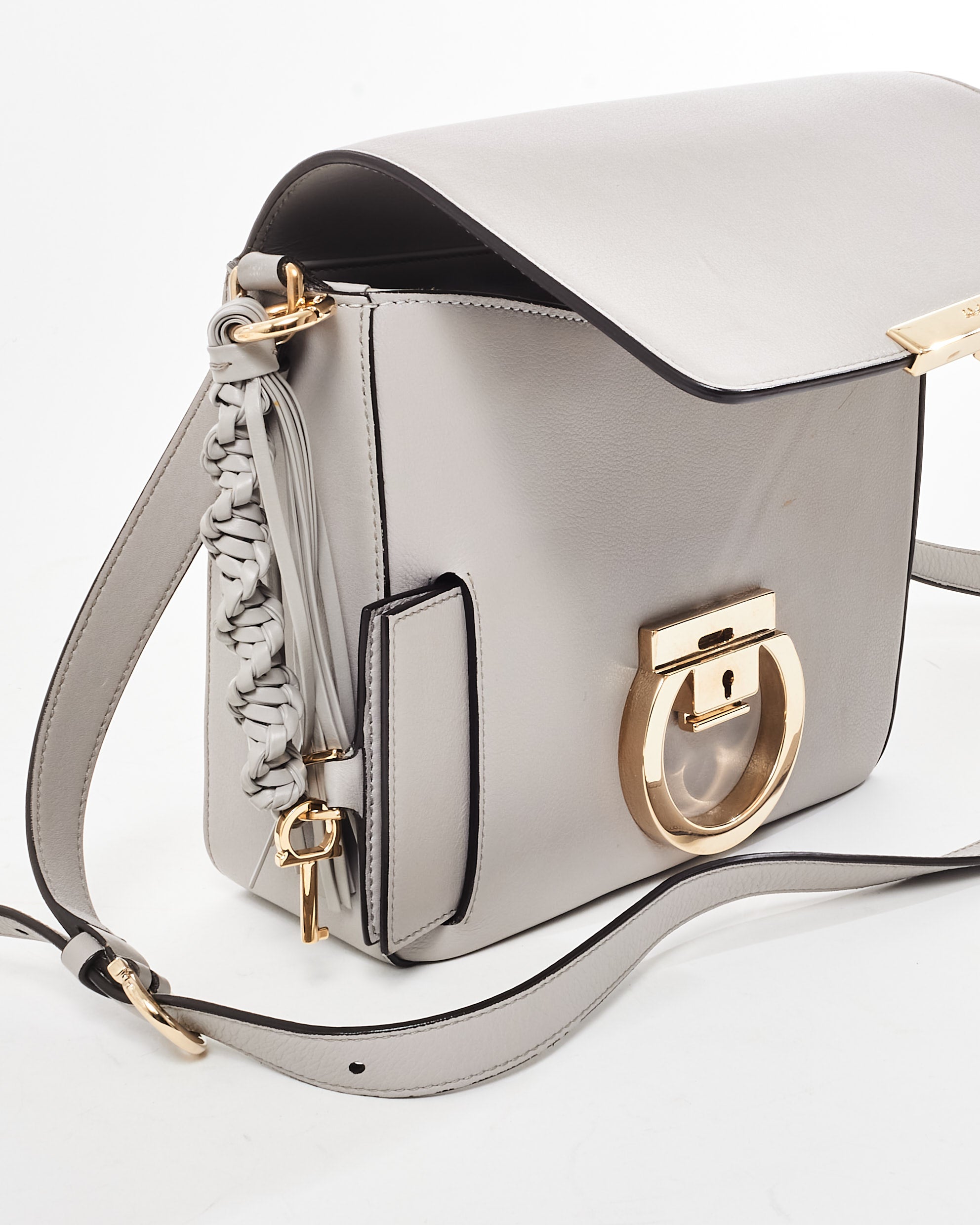 Buy Salvatore Ferragamo Grey Mini Tassel Gancini Lock Flap