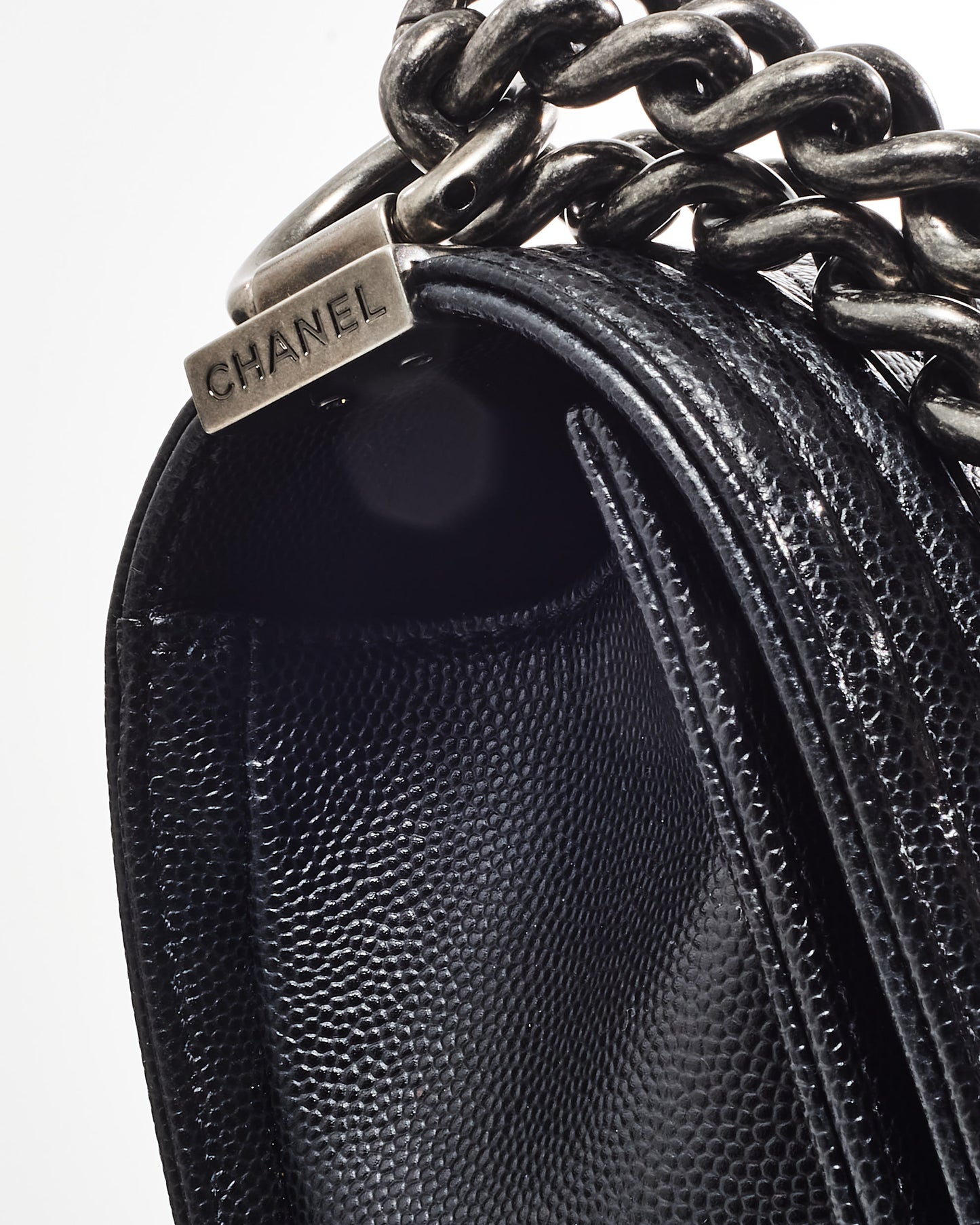 Chanel Black Caviar Leather Small Boy Crossbody Bag SHW