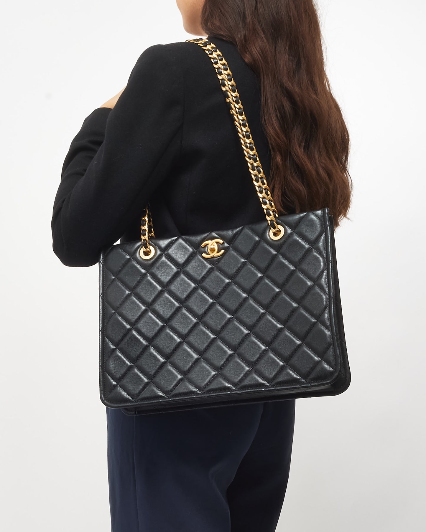 Chanel Black Caviar Leather Sweet Classic Shopping Tote Bag GHW