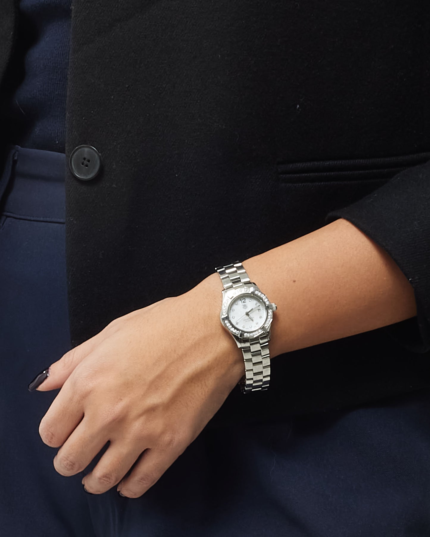 Tag Heuer White Mother Of Pearl Dial & Diamond Aqua Racer 27MM Watch