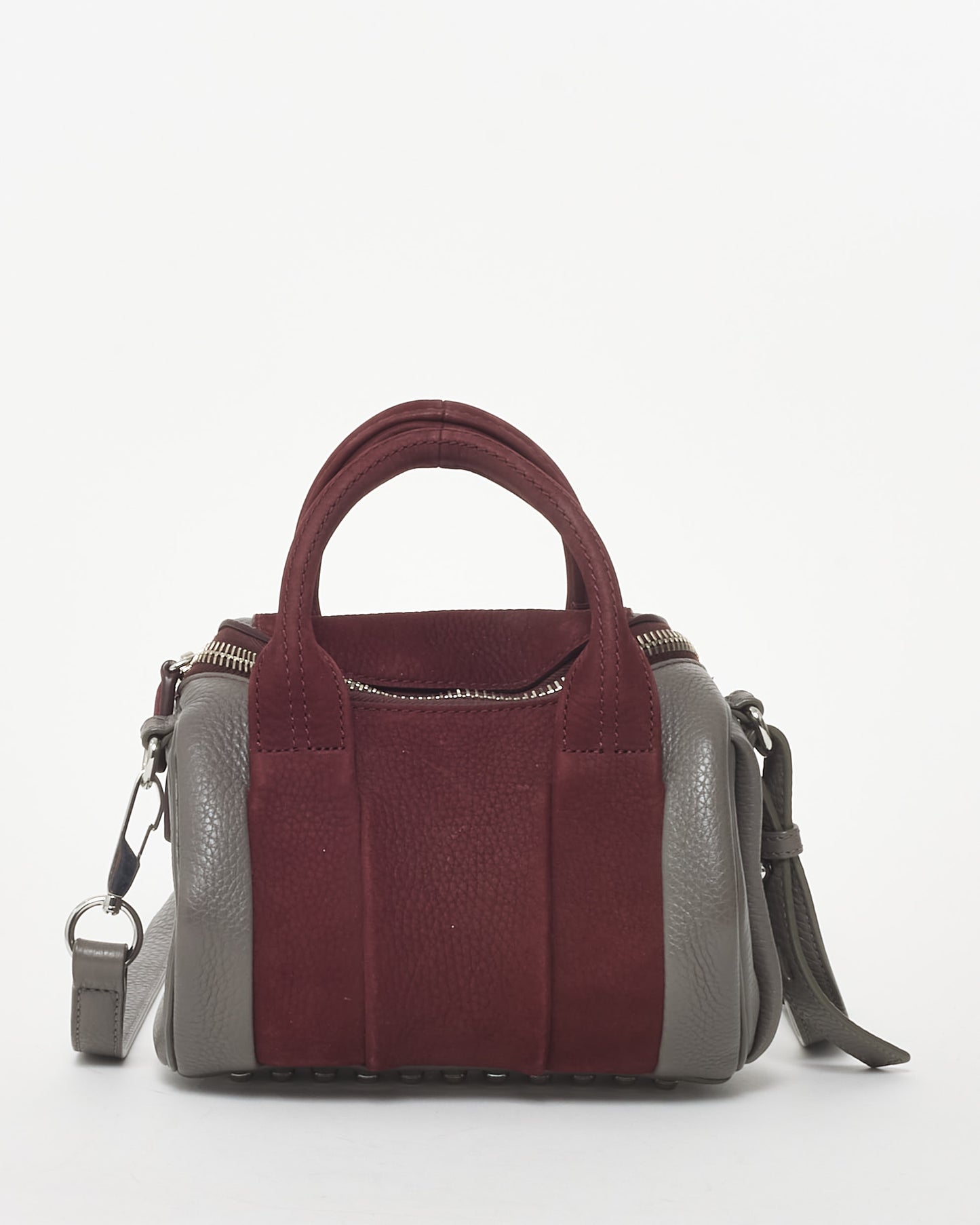 Alexander Wang Grey Leather & Burgundy Suede Mini Rocco Duffle Bag