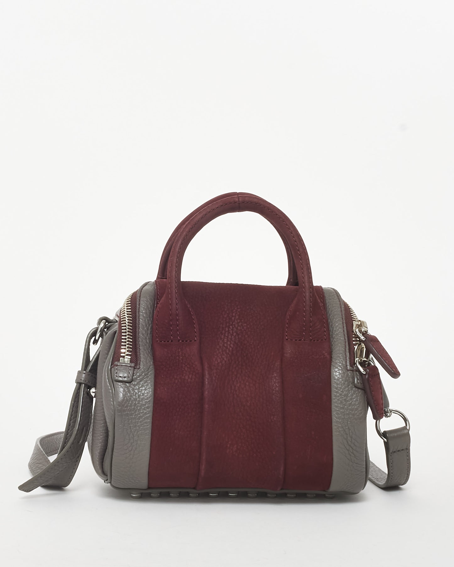 Alexander Wang Grey Leather & Burgundy Suede Mini Rocco Duffle Bag