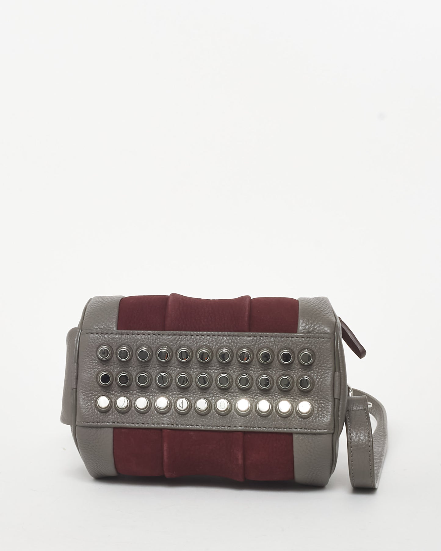 Alexander Wang Grey Leather & Burgundy Suede Mini Rocco Duffle Bag