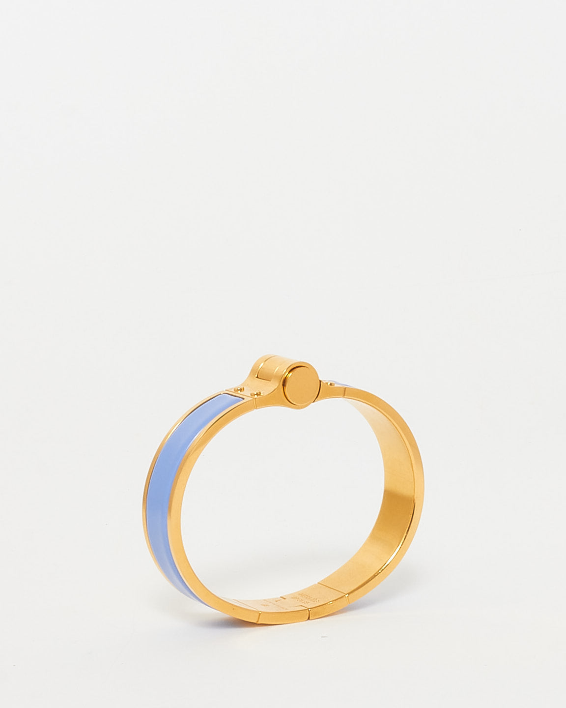 Hermès Baby Blue Enamel & Gold Hinged Bracelet - GM