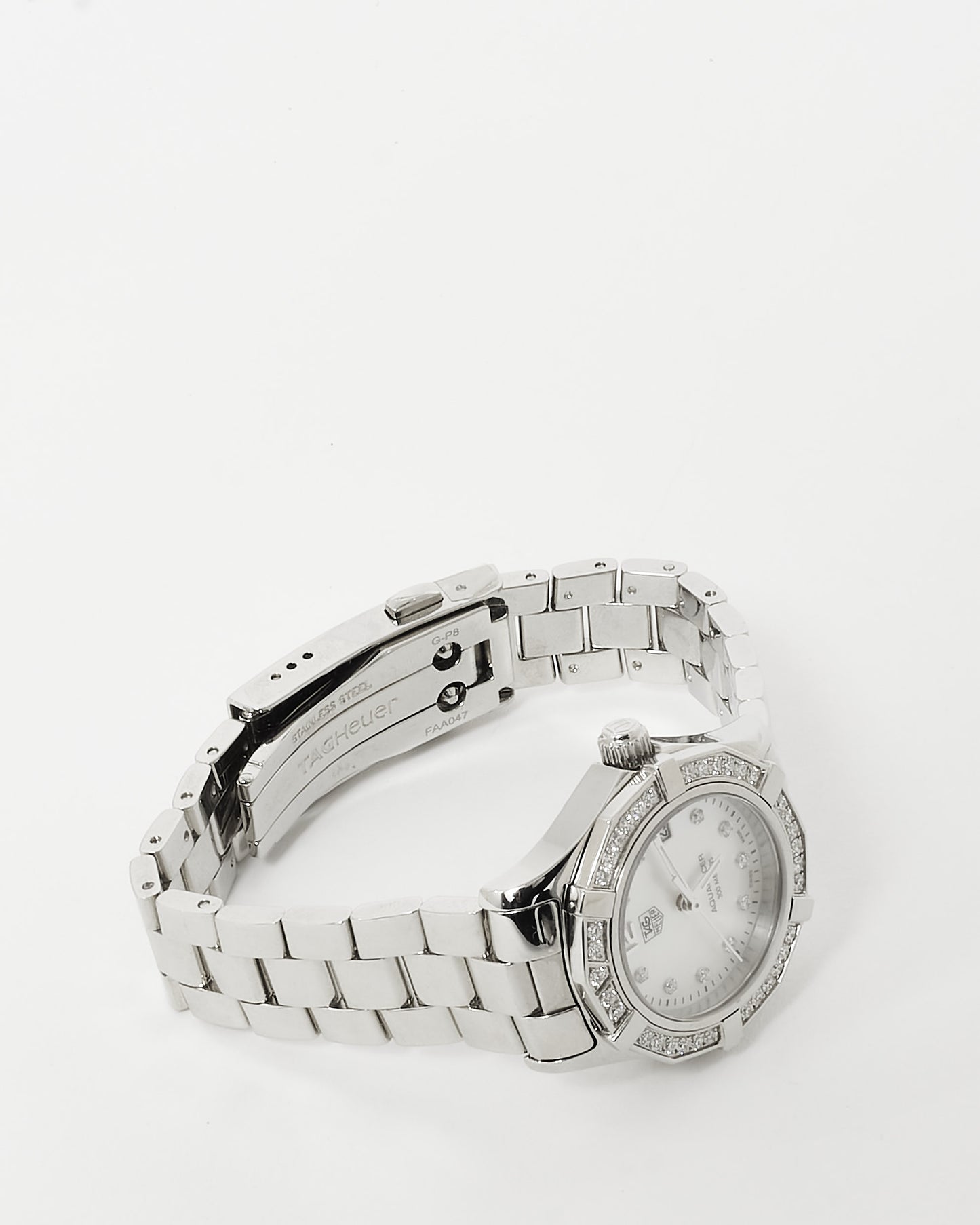 Tag Heuer White Mother Of Pearl Dial & Diamond Aqua Racer 27MM Watch