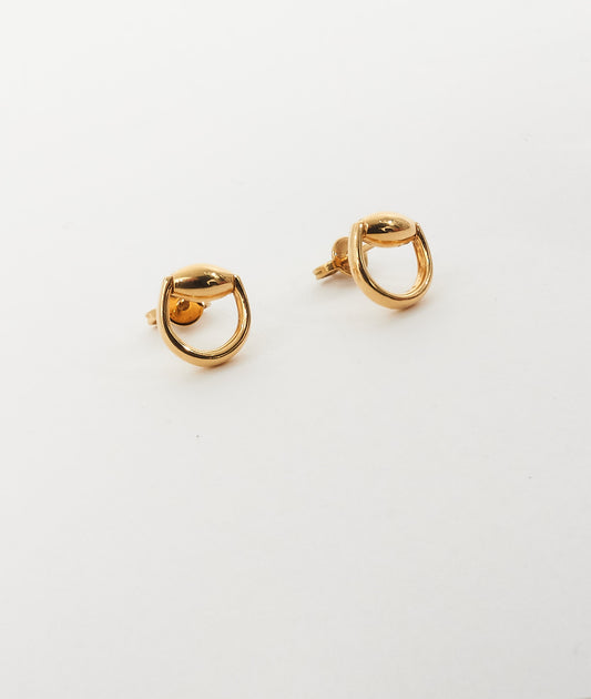 Gucci 18K Yellow Gold Horsebit Stud Earrings