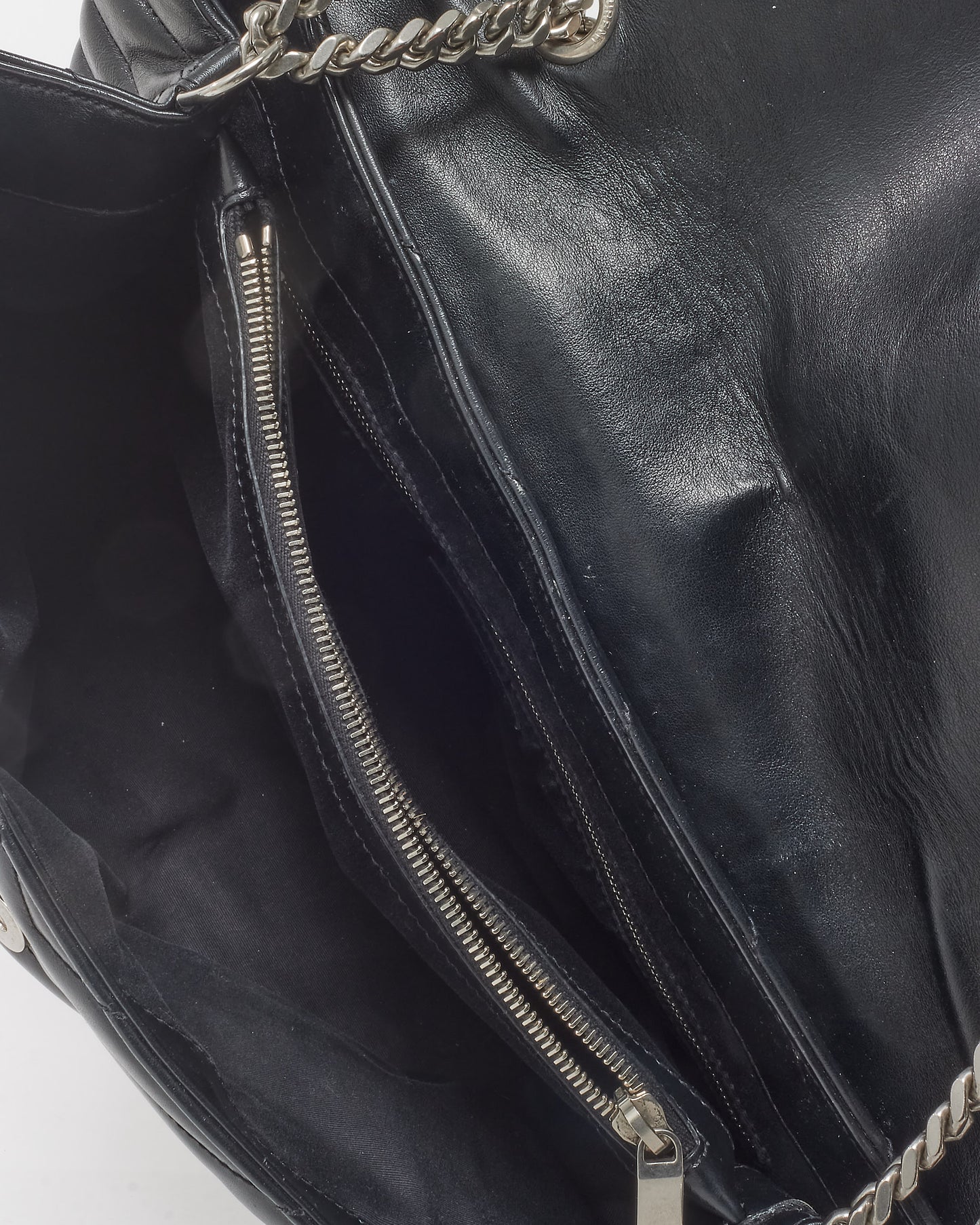 Saint Laurent Black Leather Large Loulou SHW Shoulder Bag