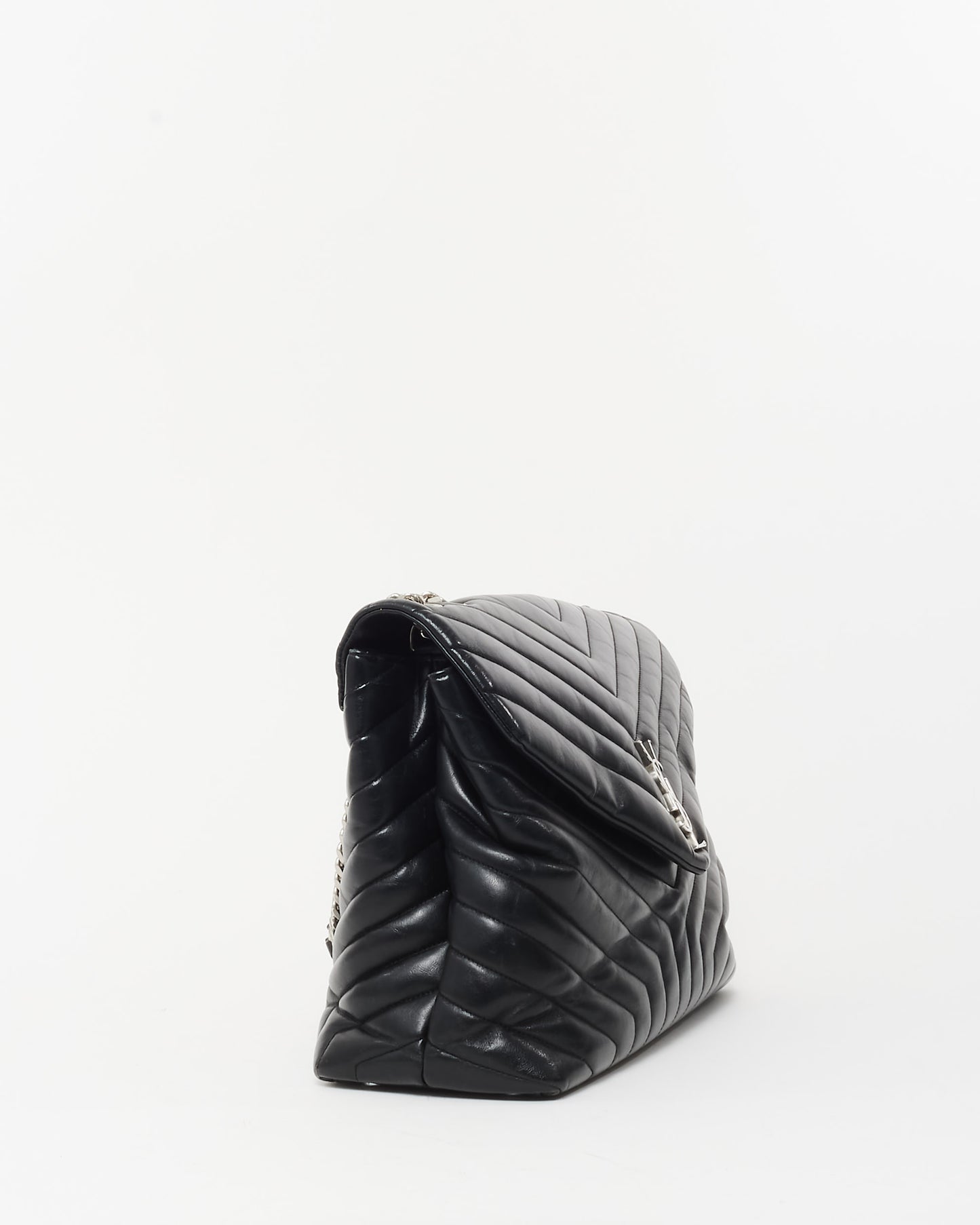 Saint Laurent Black Leather Large Loulou SHW Shoulder Bag