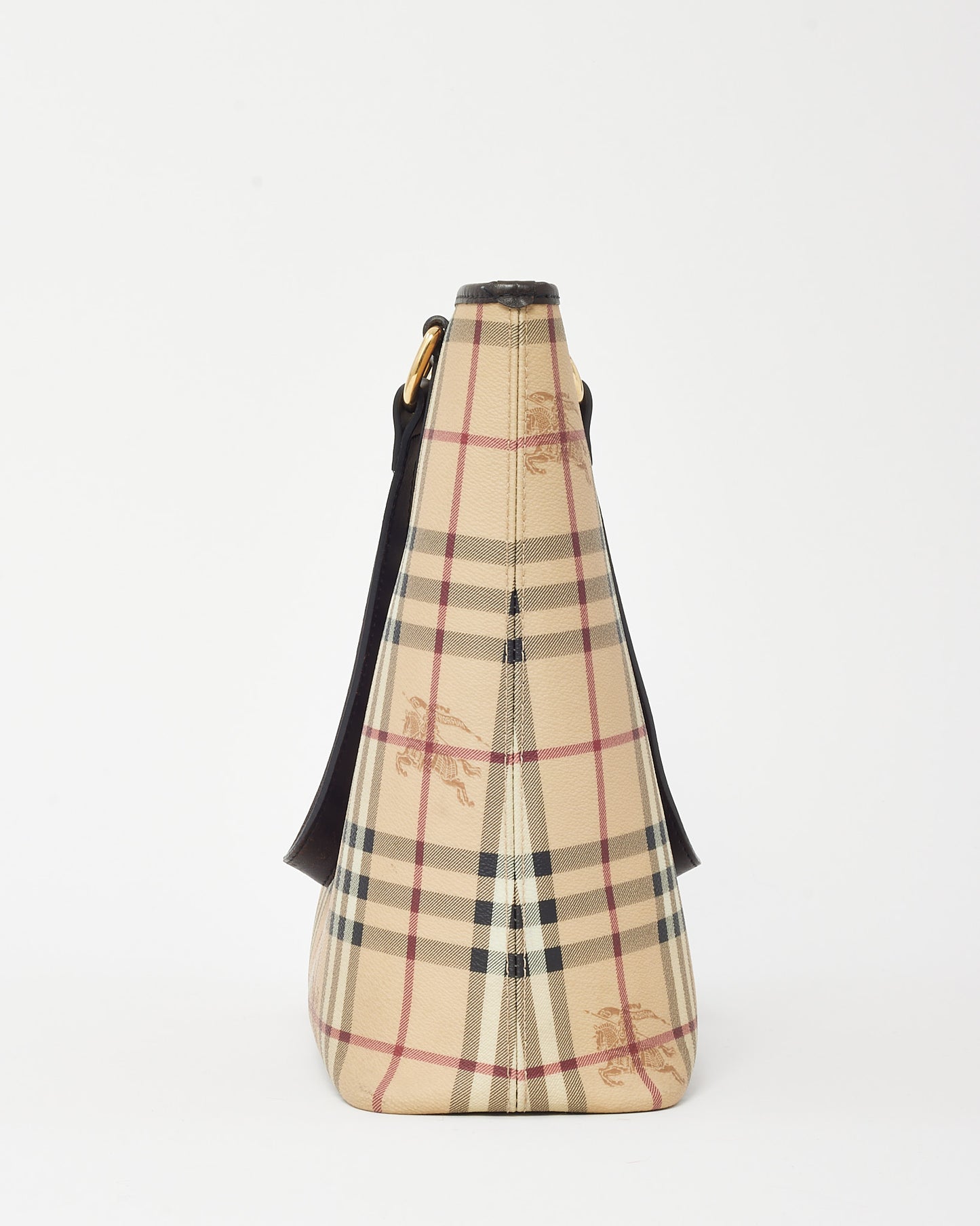 Burberry Brown Leather and Haymarket Check Coated Canvas Tote Bag