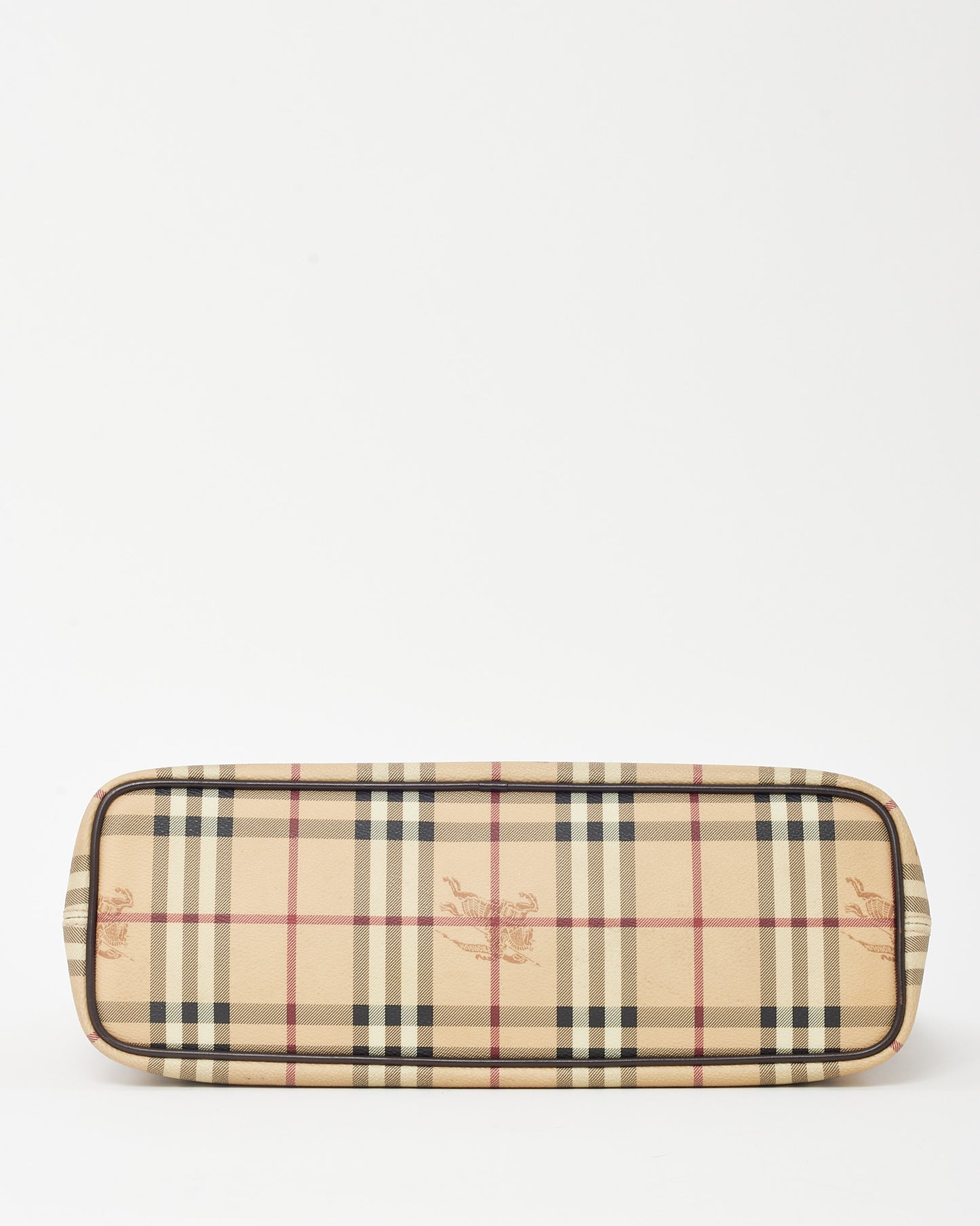 Burberry Brown Leather and Haymarket Check Coated Canvas Tote Bag