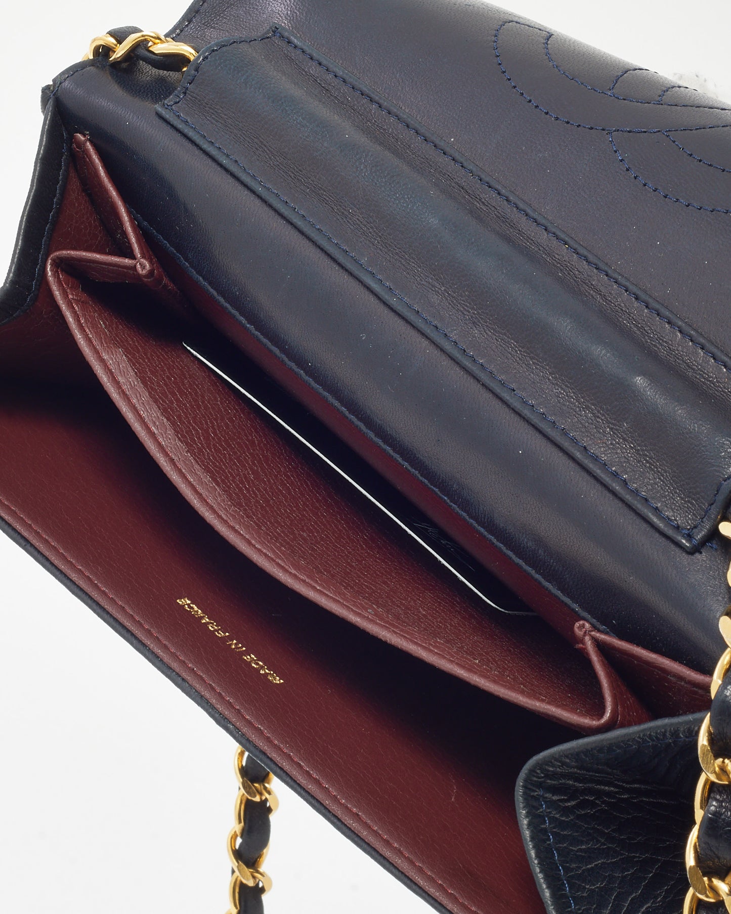 Chanel Vintage Navy Lambskin Leather Full Flap WOC Wallet on Chain Crossbody GHW