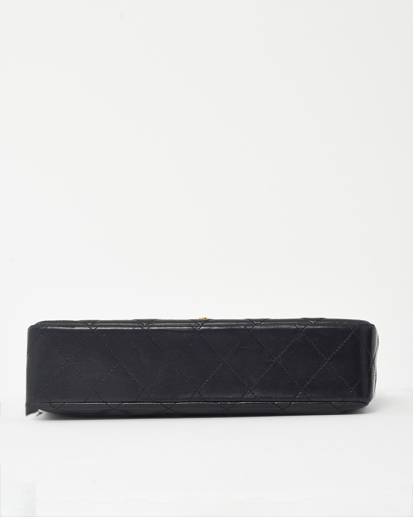 Chanel Vintage Black Lambskin Leather Medium Paris Double Flap Bag 2-Tone GHW