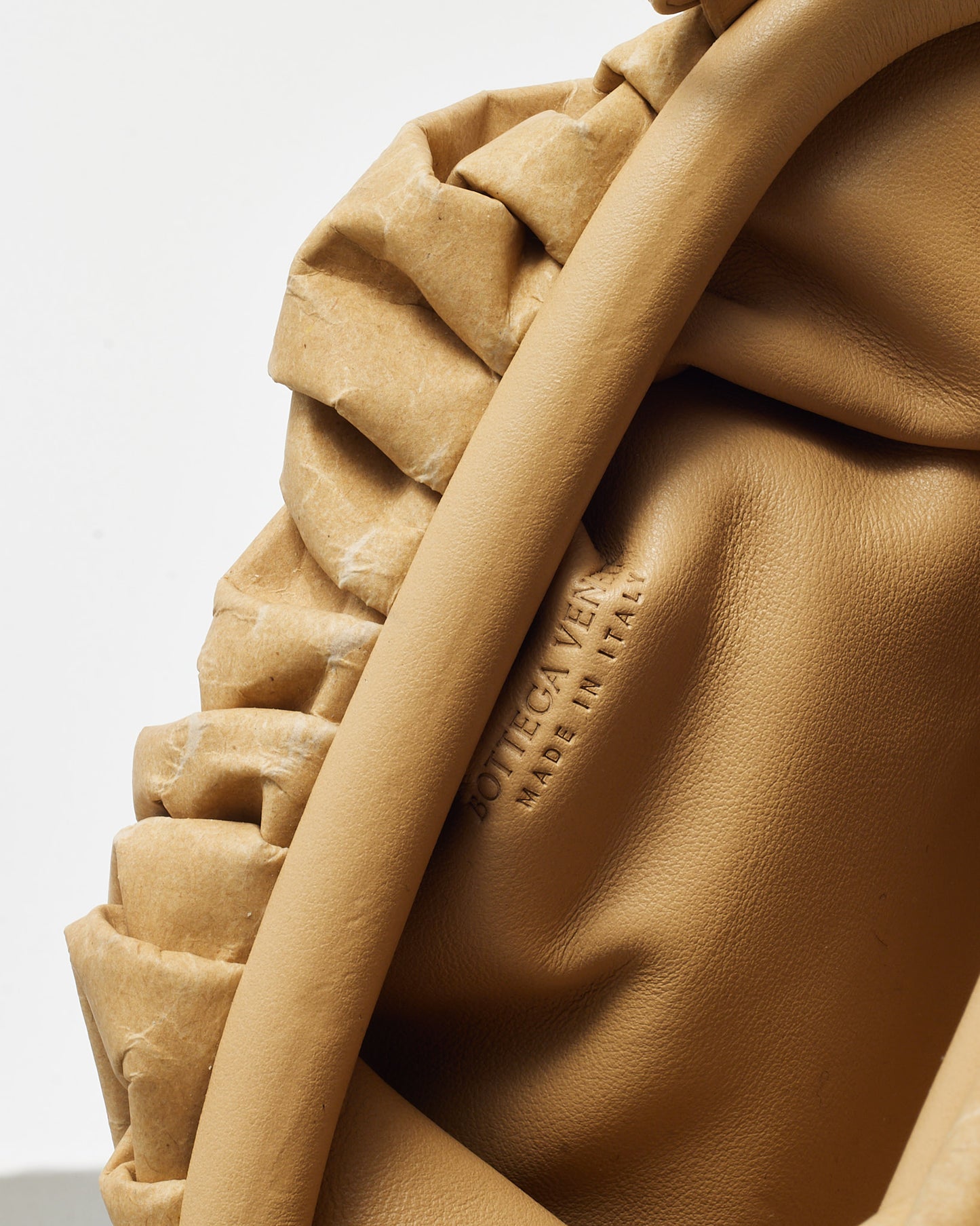 Bottega Veneta Beige Kraft Paper and Leather Mini Pouch Crossbody Bag