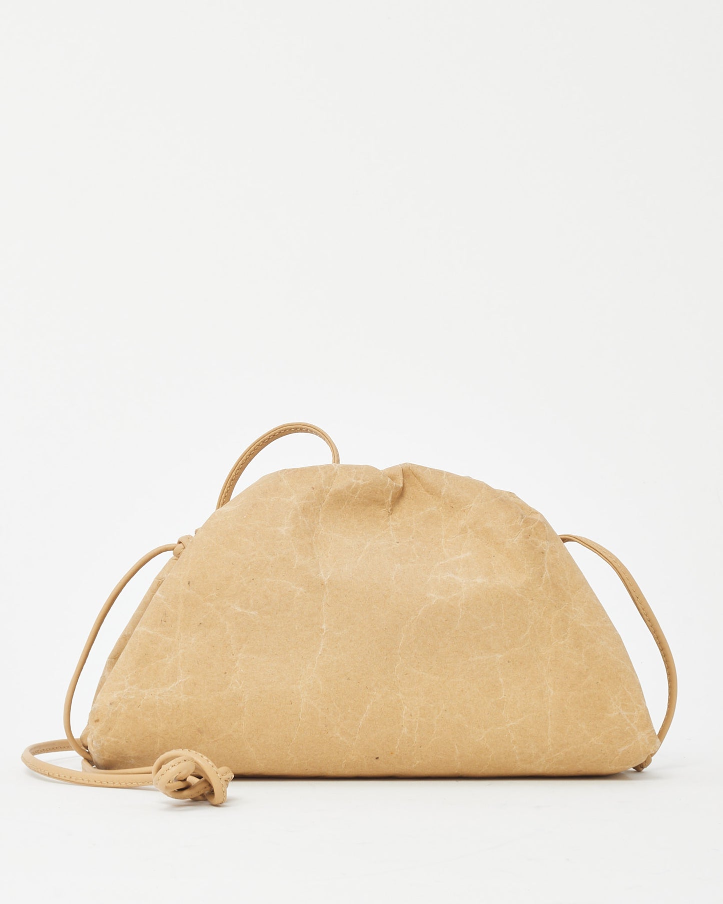 Bottega Veneta Beige Kraft Paper and Leather Mini Pouch Crossbody Bag