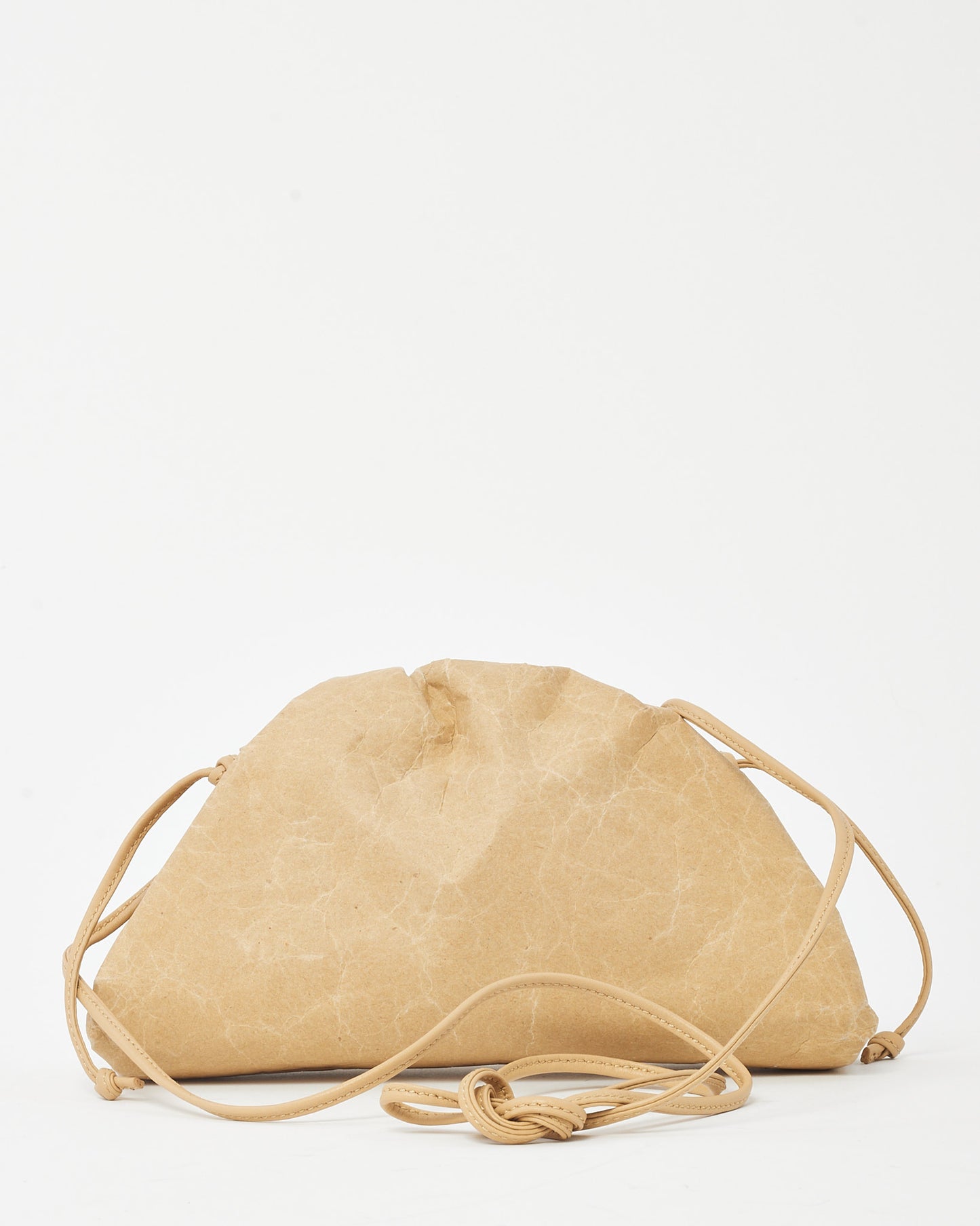 Bottega Veneta Beige Kraft Paper and Leather Mini Pouch Crossbody Bag