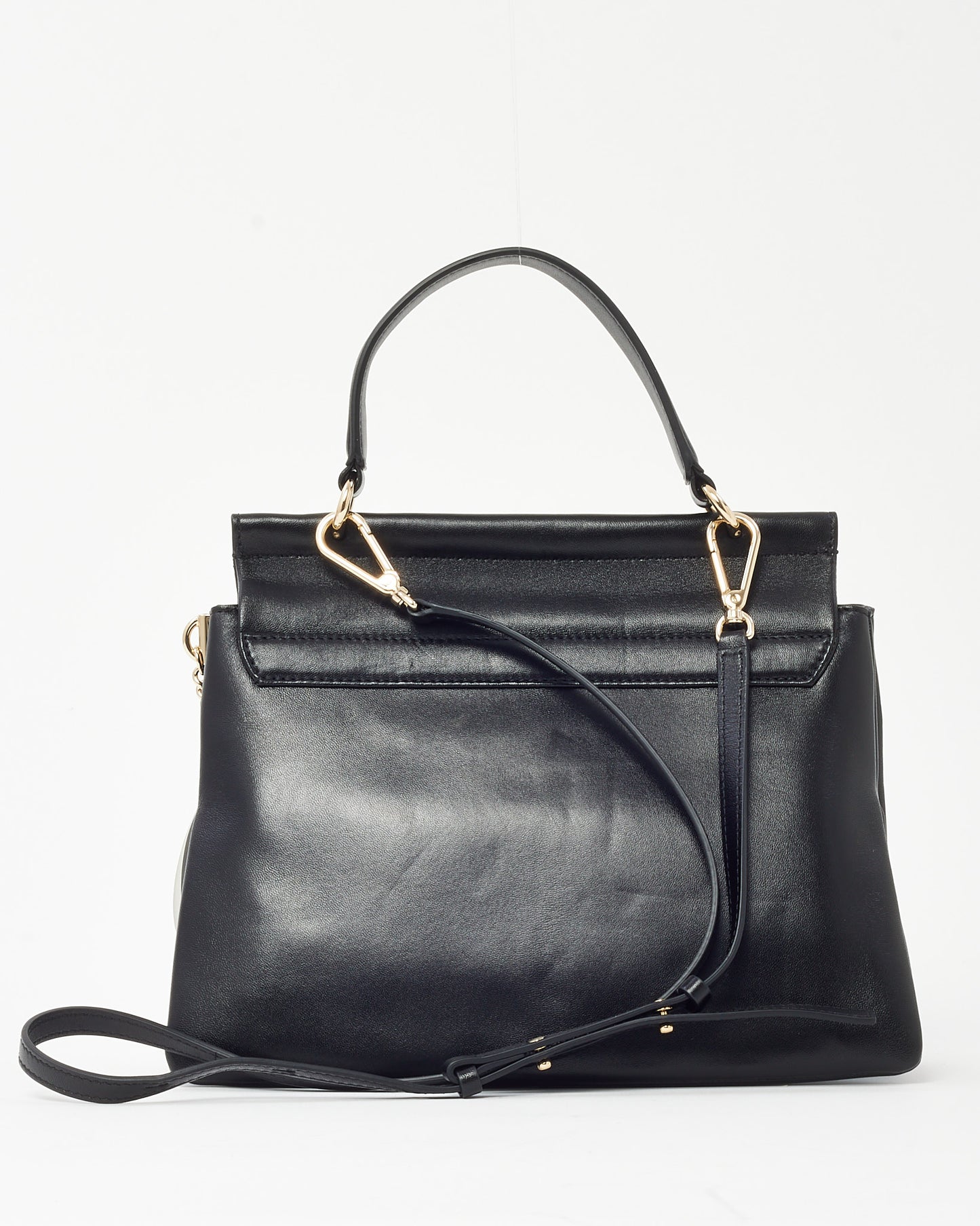 Chloé Black Leather Medium Faye Day Top Handle Bag with Crossbody Strap
