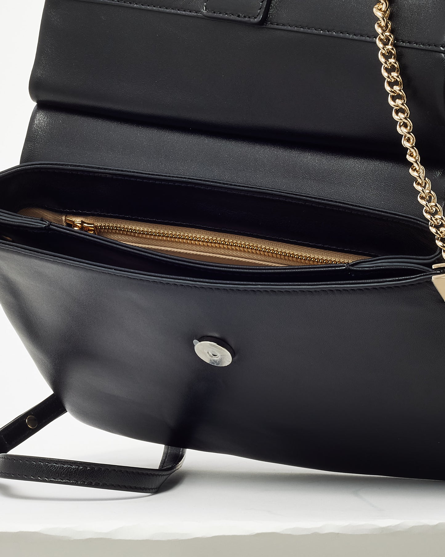 Chloé Black Leather Medium Faye Day Top Handle Bag with Crossbody Strap