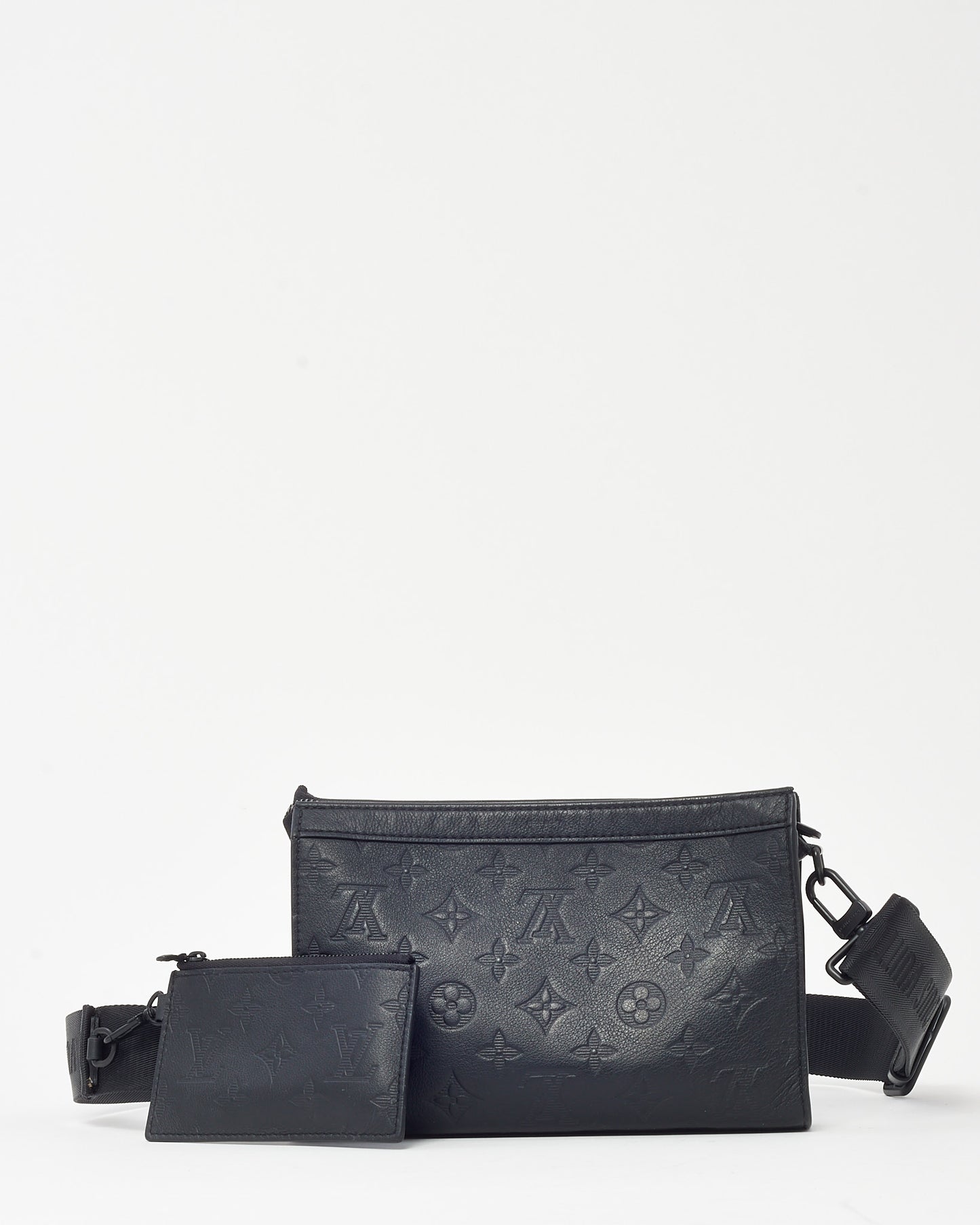 Louis Vuitton Black Monogram Shadow Leather Gaston Wearable Wallet Crossbody Bag